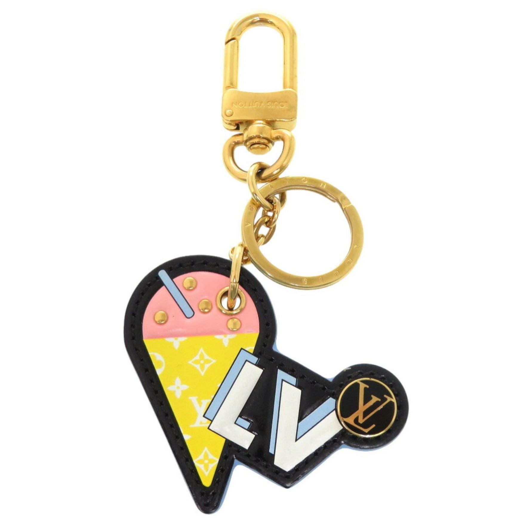 Louis Vuitton Porte Cle Summer Feel Ice Cream Leather Metal Gold Bag Charm Keychain LV 0644 LOUIS VUITTON