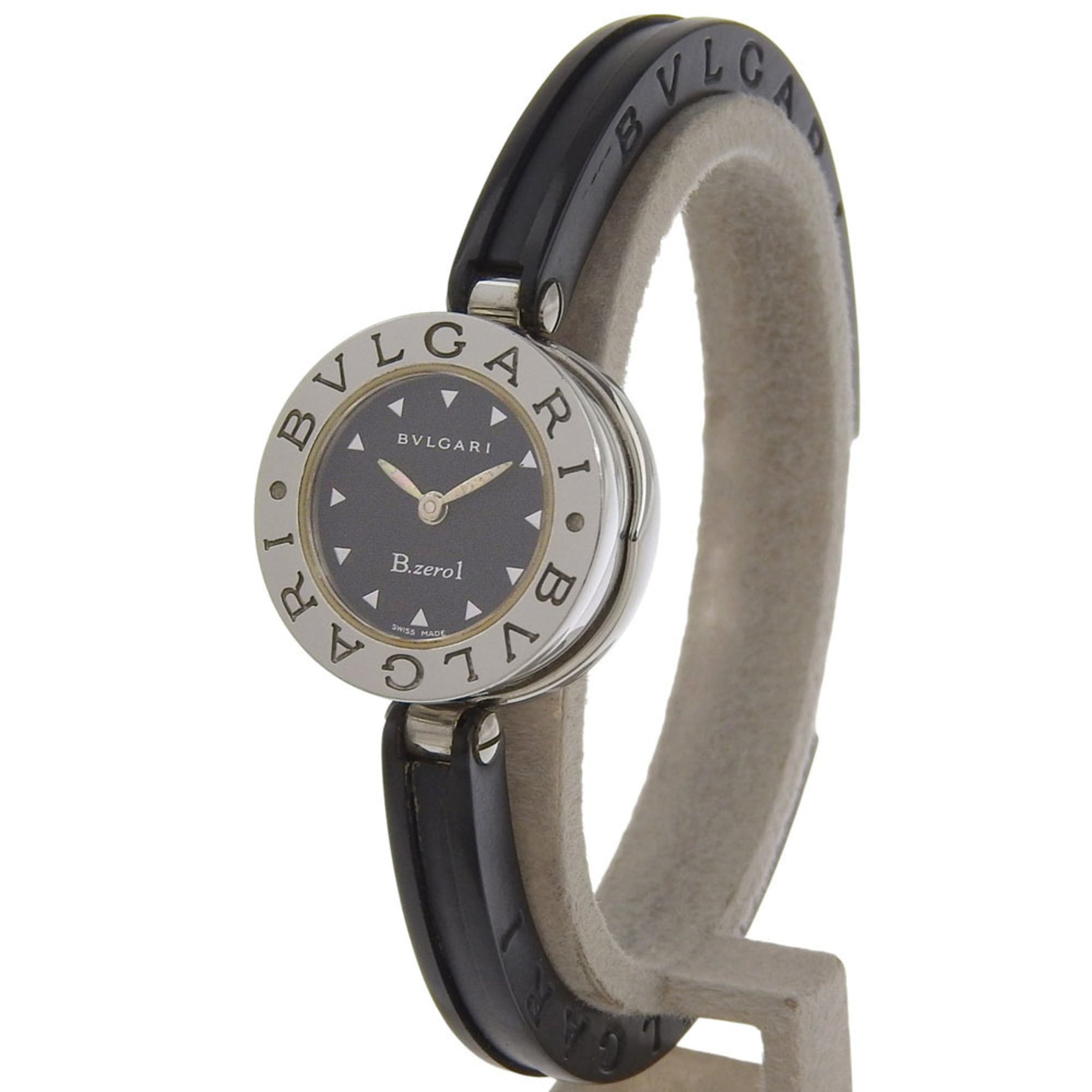 BVLGARI Watch with Stainless Steel and Rubber Quartz Movement, Analog Display, Black Dial