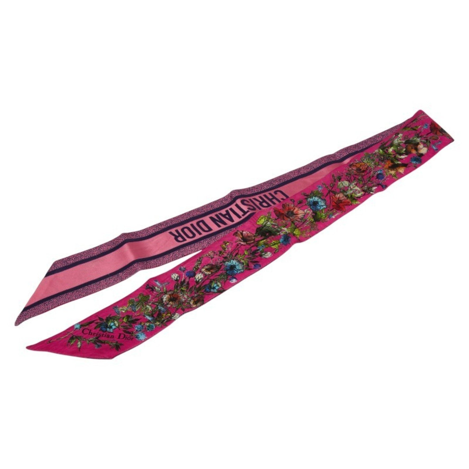 Christian Dior Floral Mitzah Scarf, Pink Multicolor Silk