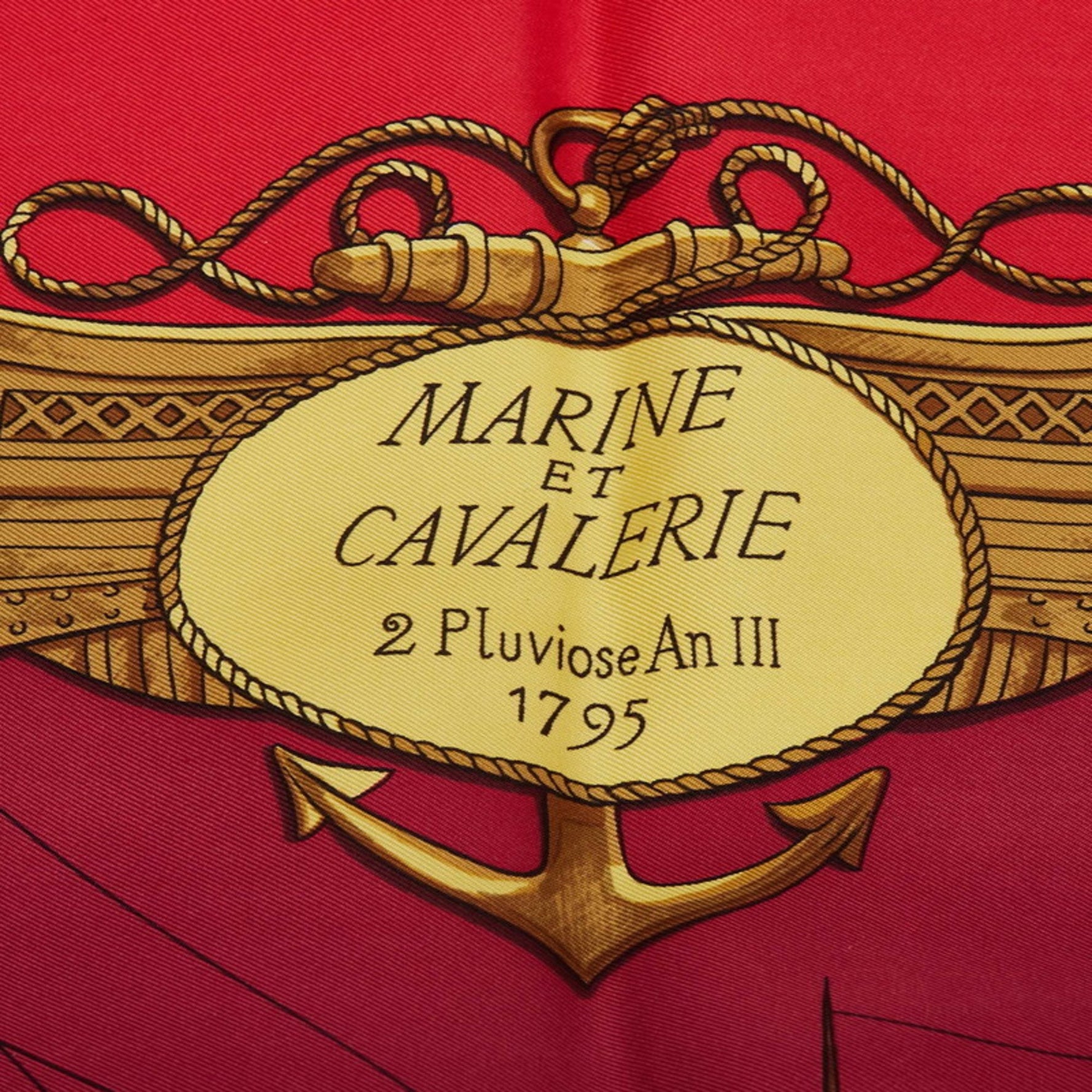 Hermes Hermès Carré 90 MARINE ET CAVALERIE Sea and Cavalry Scarf, Red Multicolor Silk