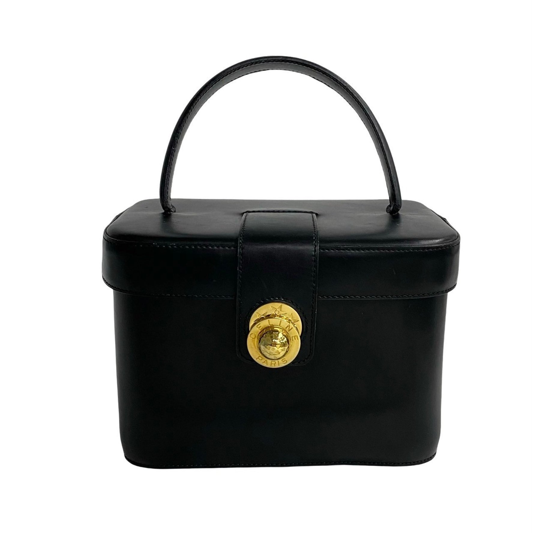 CELINE Vintage Star Ball Hardware Leather Handbag Vanity Bag