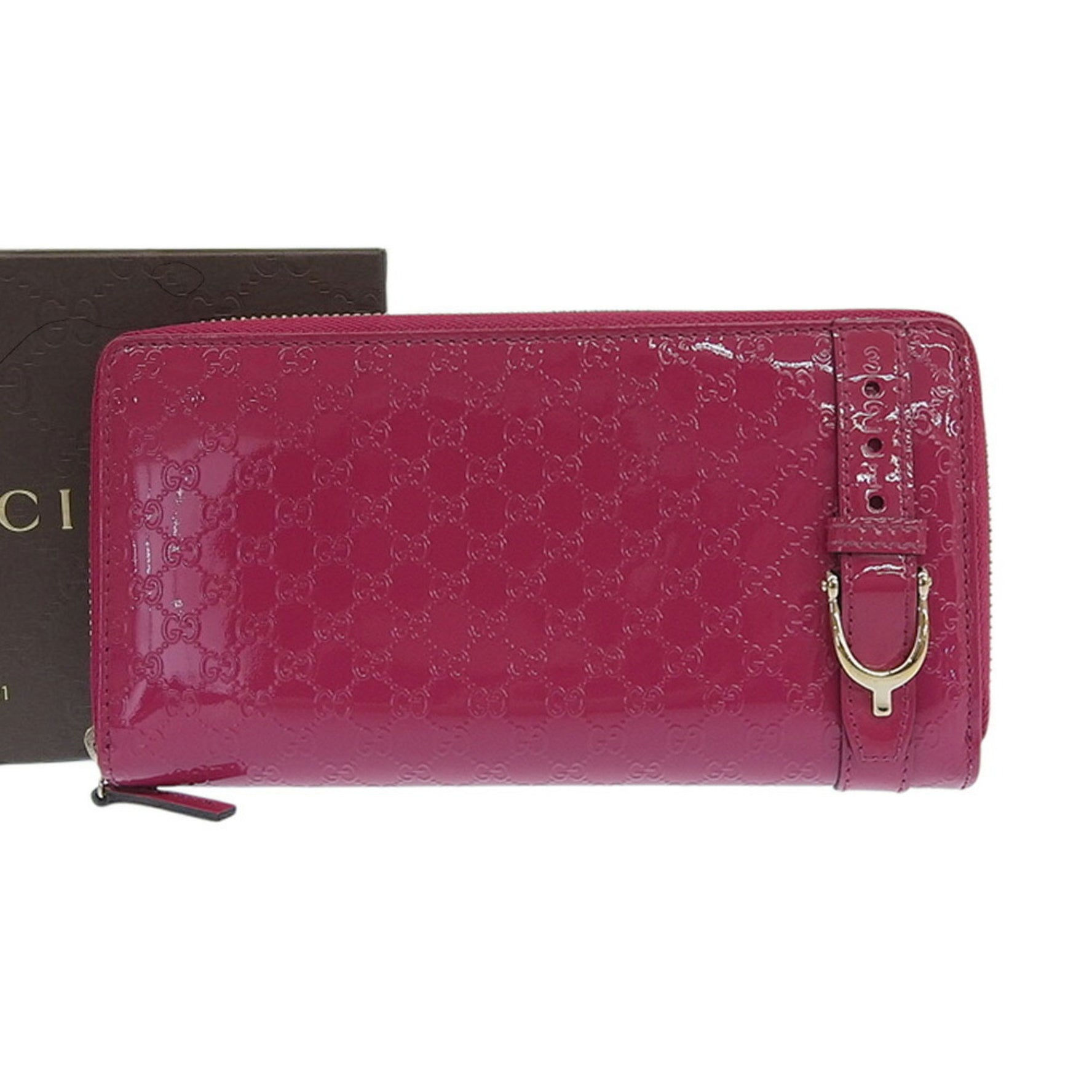 Gucci Guccissima Zip Around Wallet Round Long Enamel