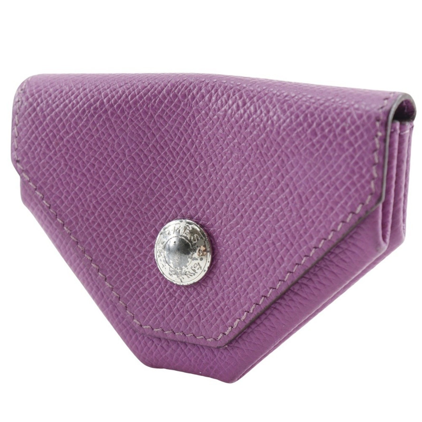 Hermes HERMES Revan Cattle Coin Case, Epsom Leather, Purple, Snap Button, Cattle, Women's
