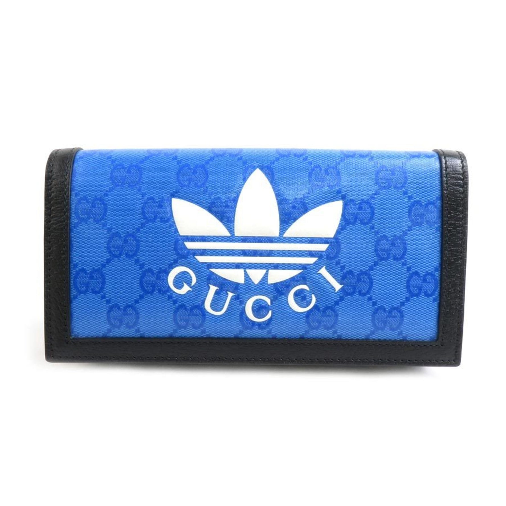 GUCCI Wallet Chain Adidas Collaboration Leather Blue x Black White