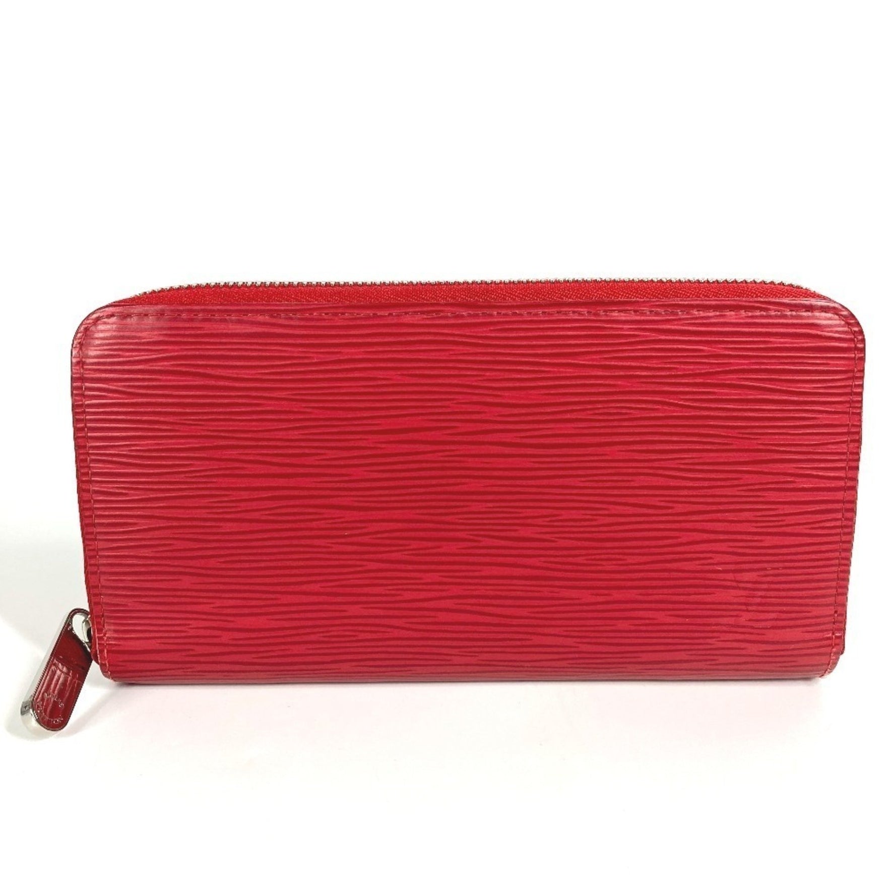 LOUIS VUITTON Epi Zippy Wallet, Round Zipper Long Wallet in Leather, Rouge Red