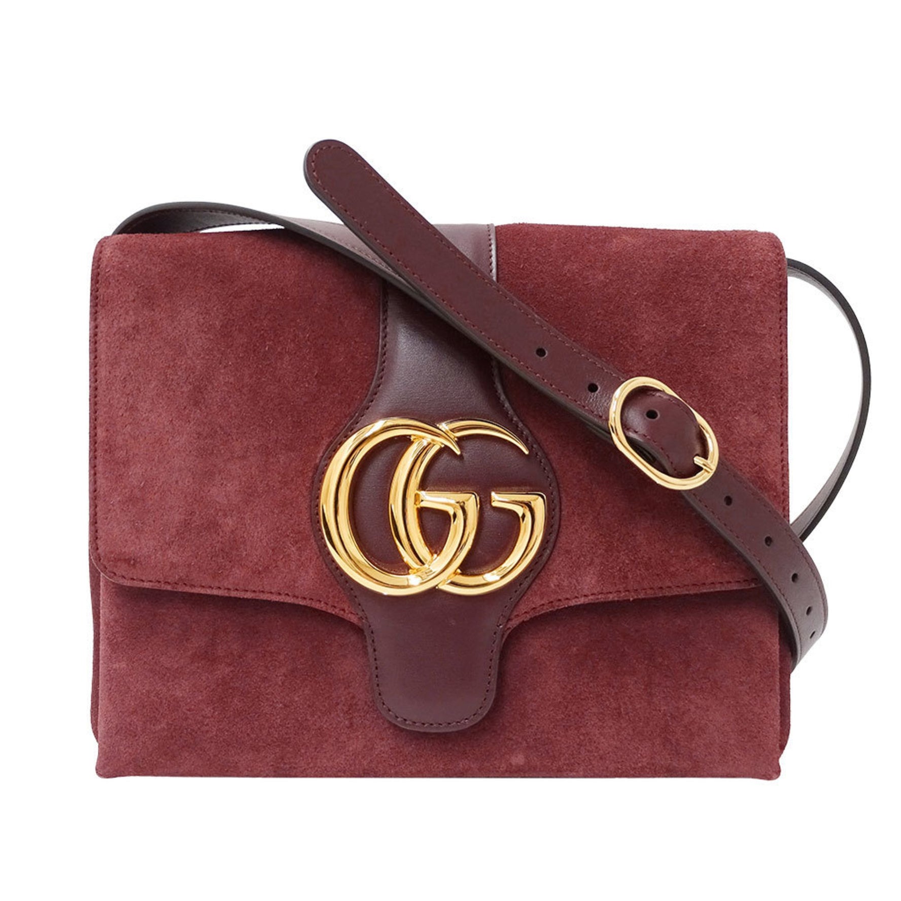 Gucci bag ladies brand shoulder GG Marmont suede burgundy crossbody