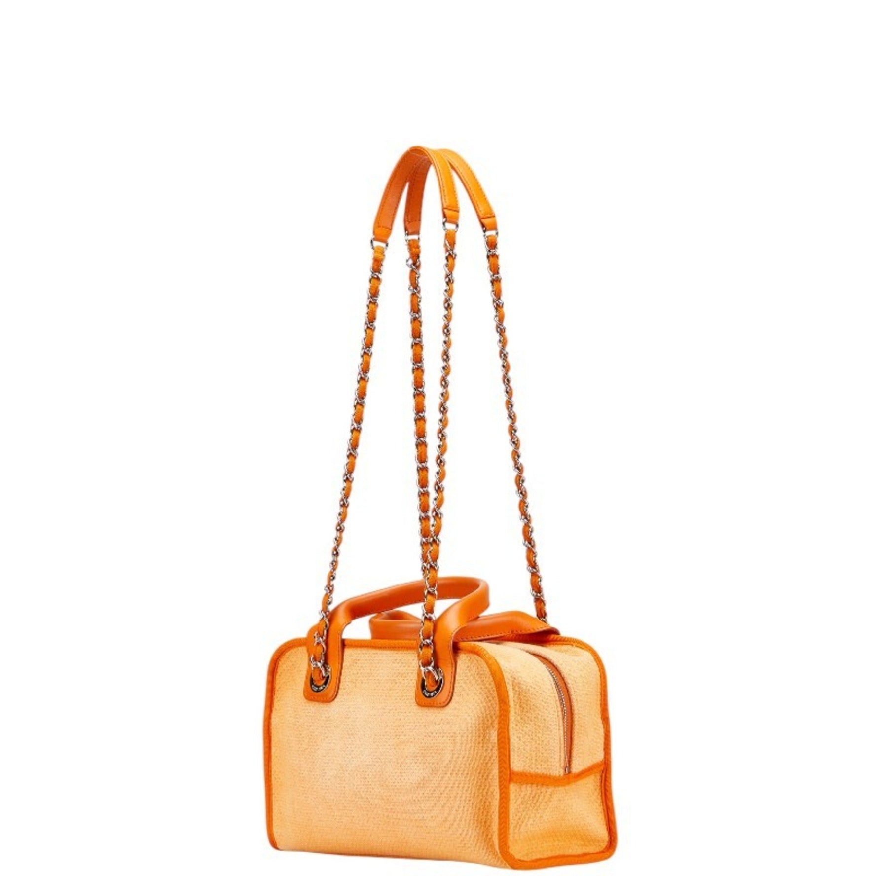 CHANEL Coco Mark Deauville Chain Handbag/Shoulder Bag, Canvas and Leather