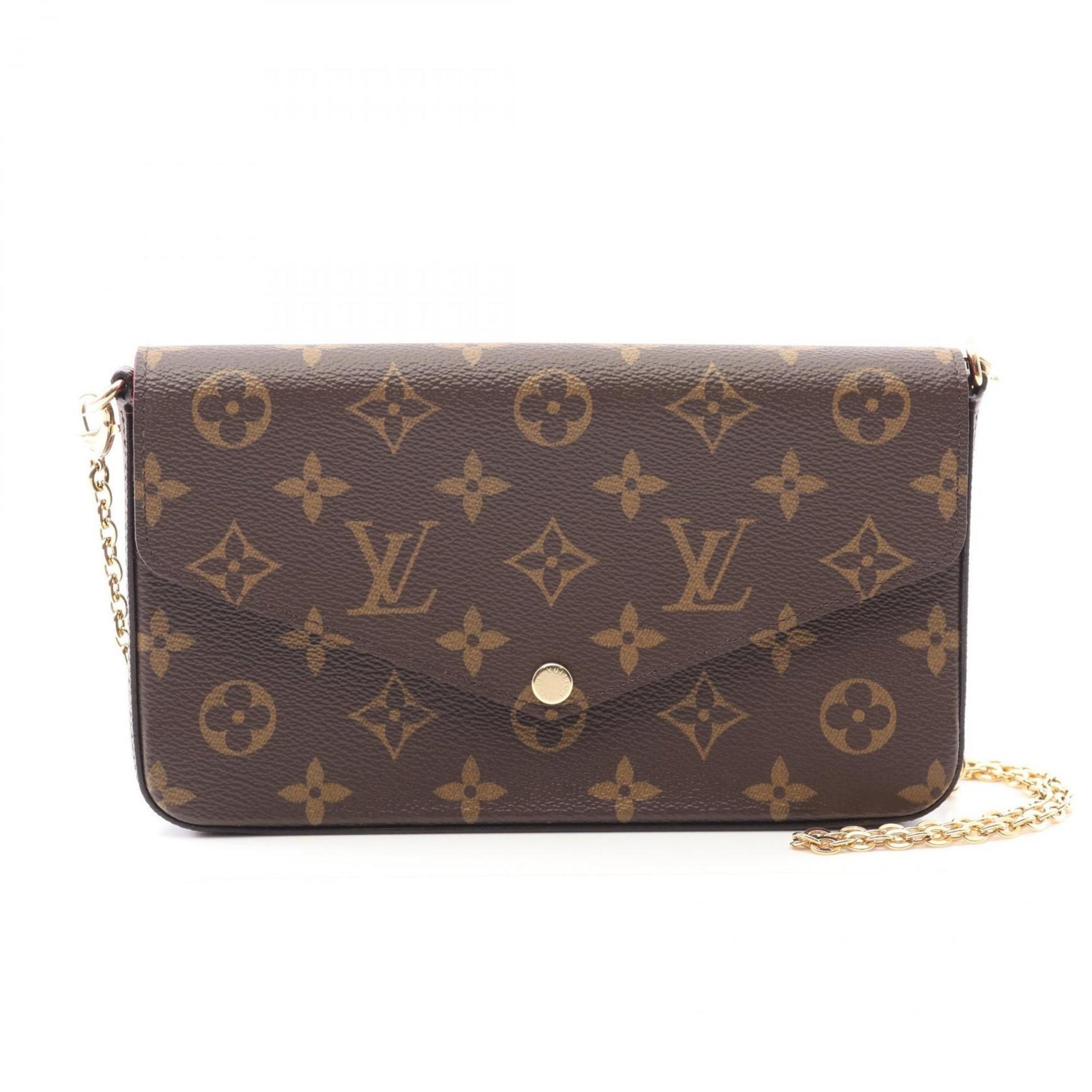 Louis Vuitton Pochette Felicie Shoulder Bag in Coated Canvas with Monogram Design, Brown