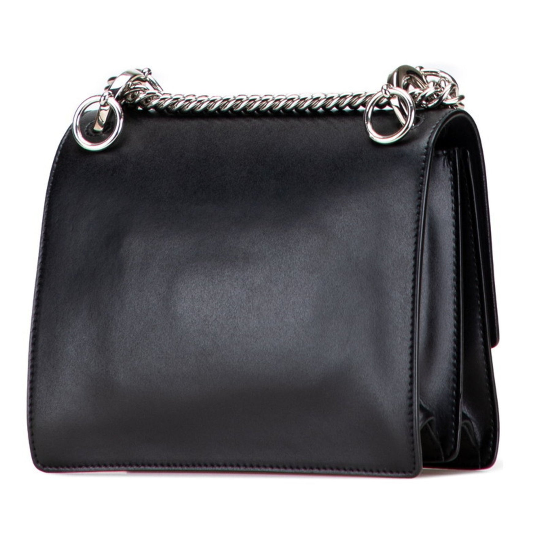 Fendi Bugs Monster Canay Chain Shoulder Bag Silver Leather