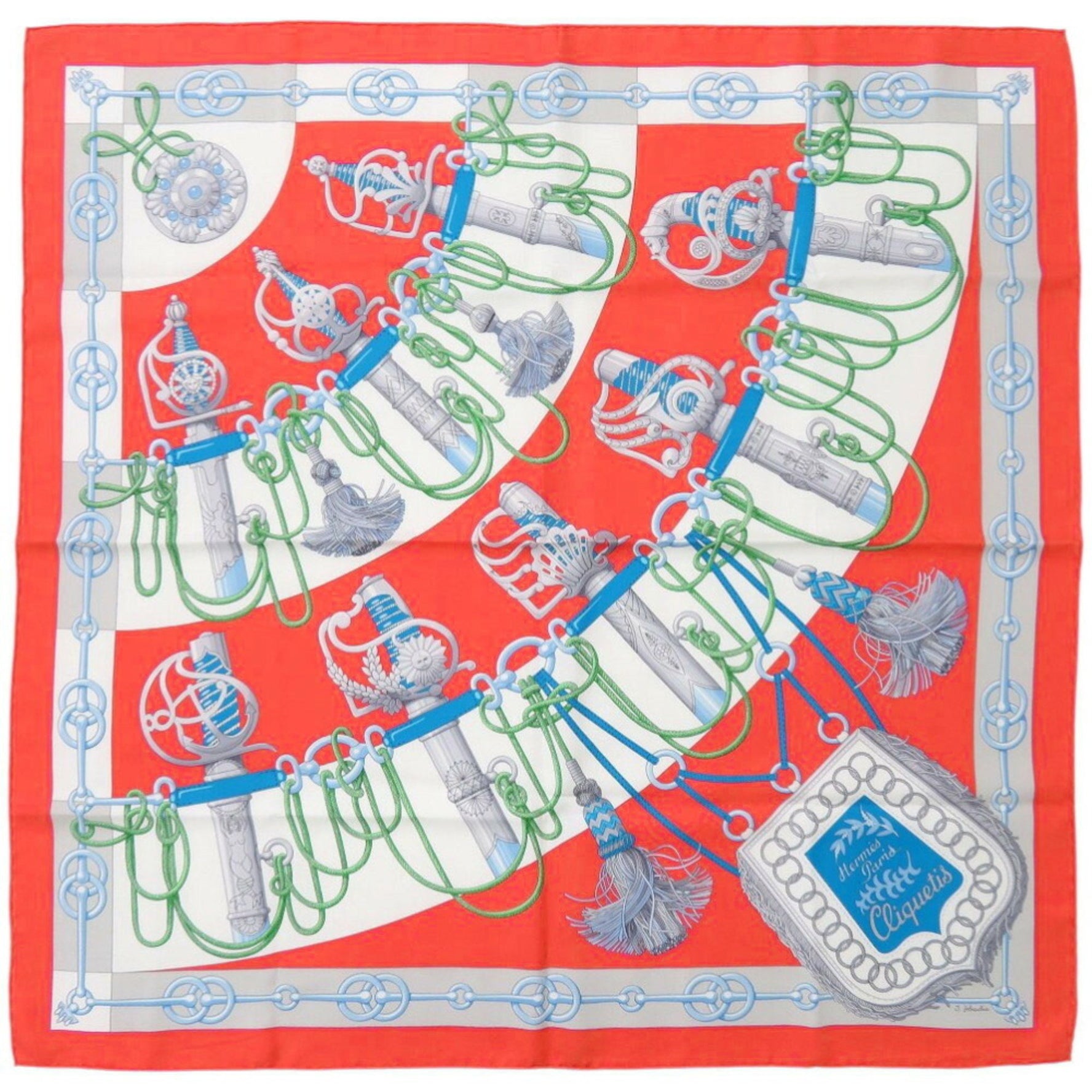 Like new Hermes Carre 90 Cricketis Silk Multicolor Scarf Muffler 0795HERMES