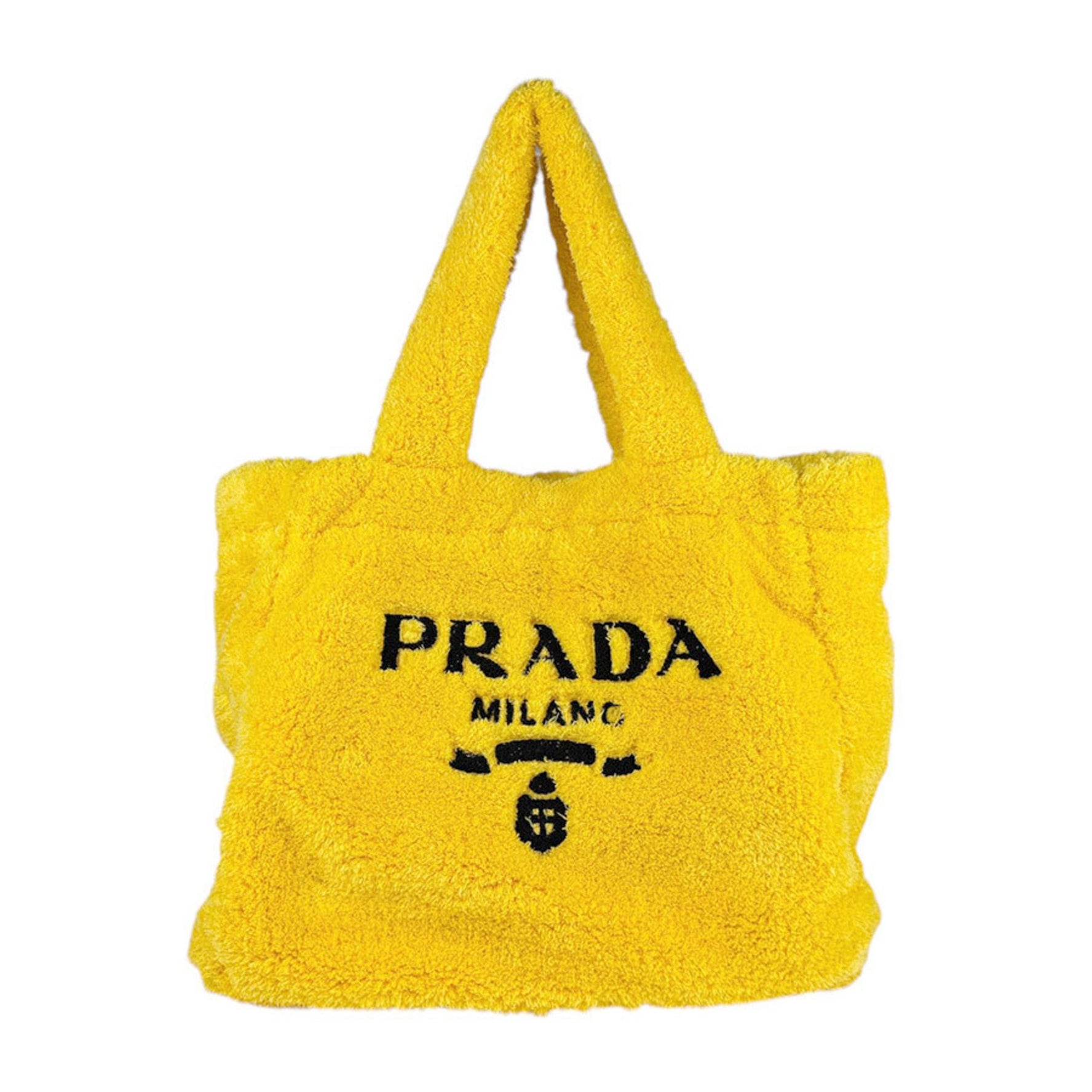 PRADA Handbag Terry Tote Bag Pile Yellow Women's 1BG130 n1112