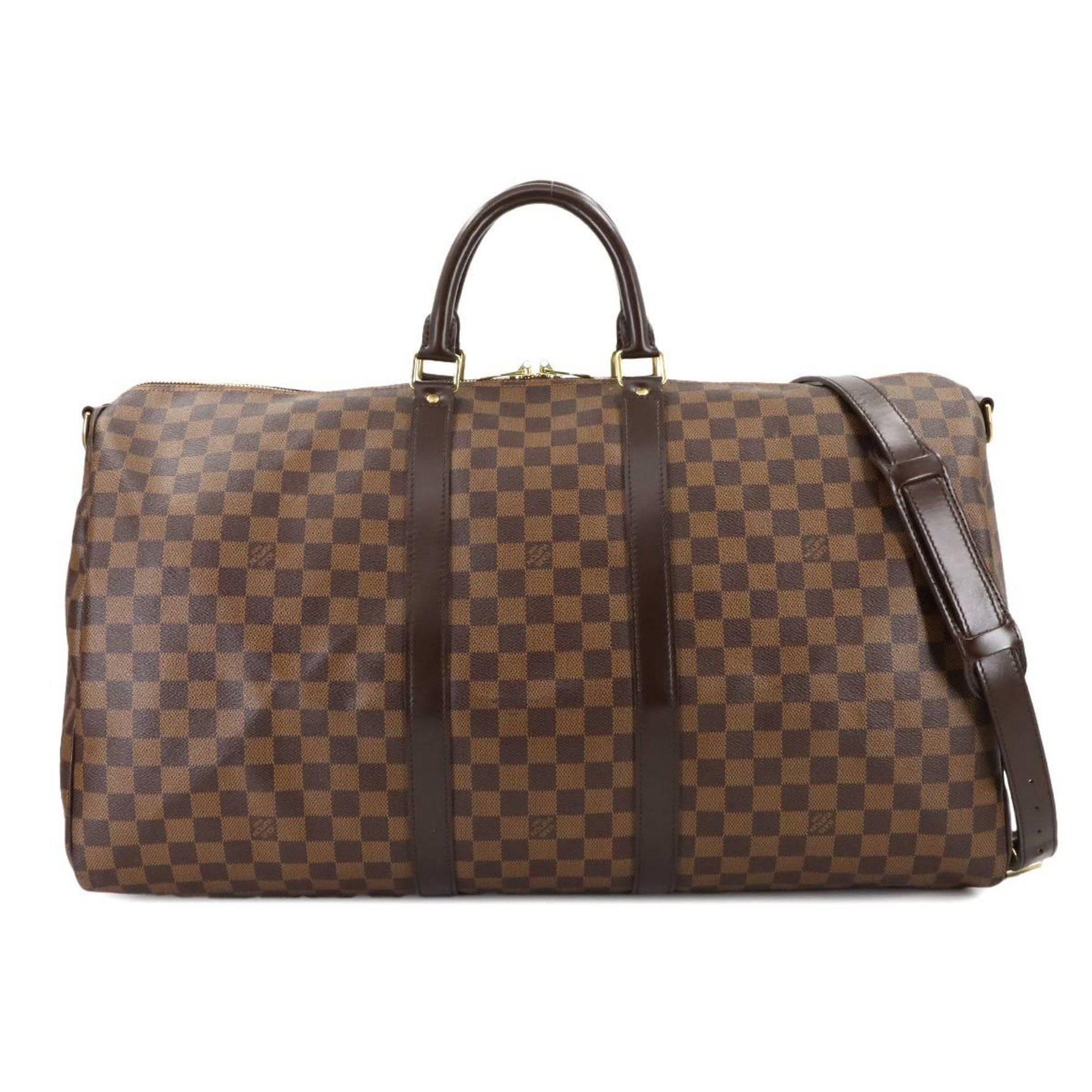 Louis Vuitton Damier Keepall Bandouliere 55 2-way Boston Shoulder Bag in Ebene Leather N41414
