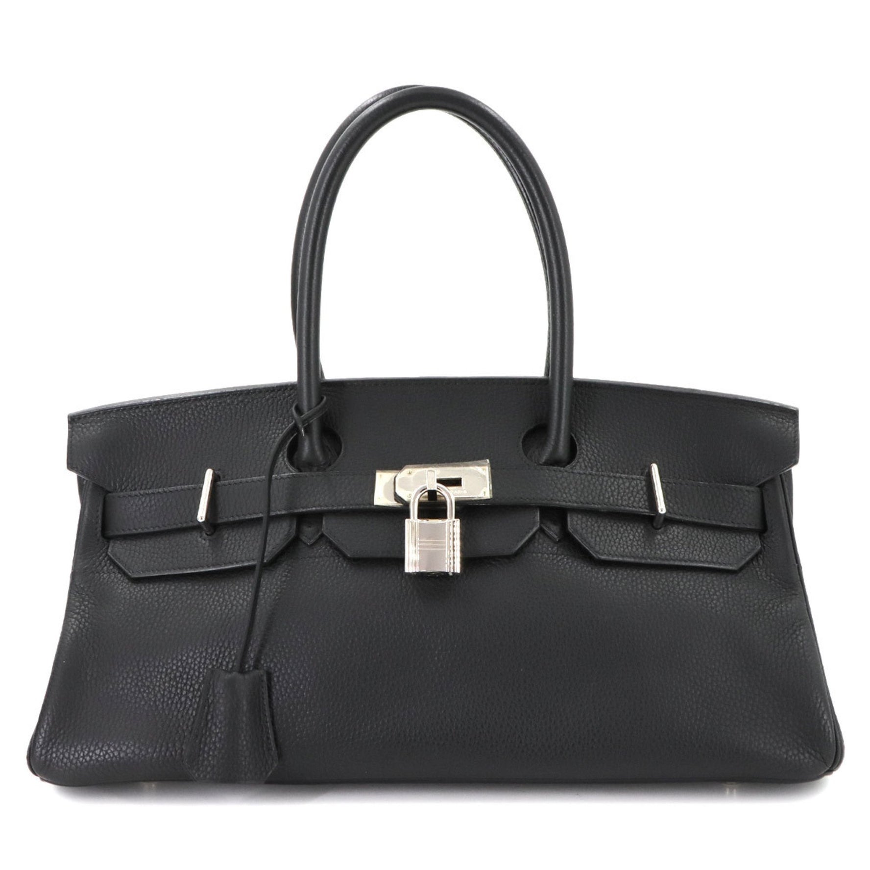 Hermes HERMES Shoulder Birkin 42 Taurillon Clemence Black Handbag □H Stamp Silver Hardware