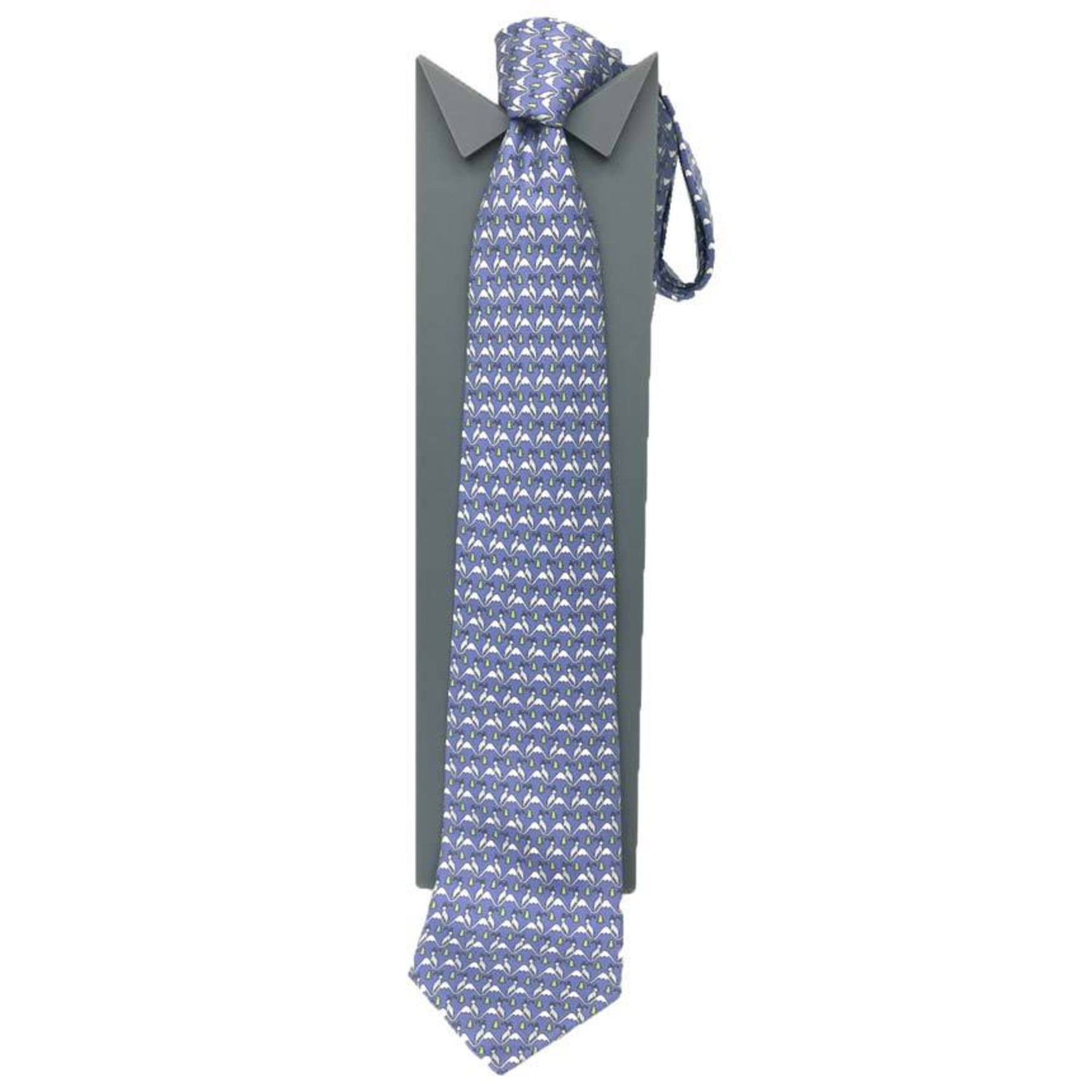 Hermes HERMES Tie Goat Mountain 100% Silk Blue Men's