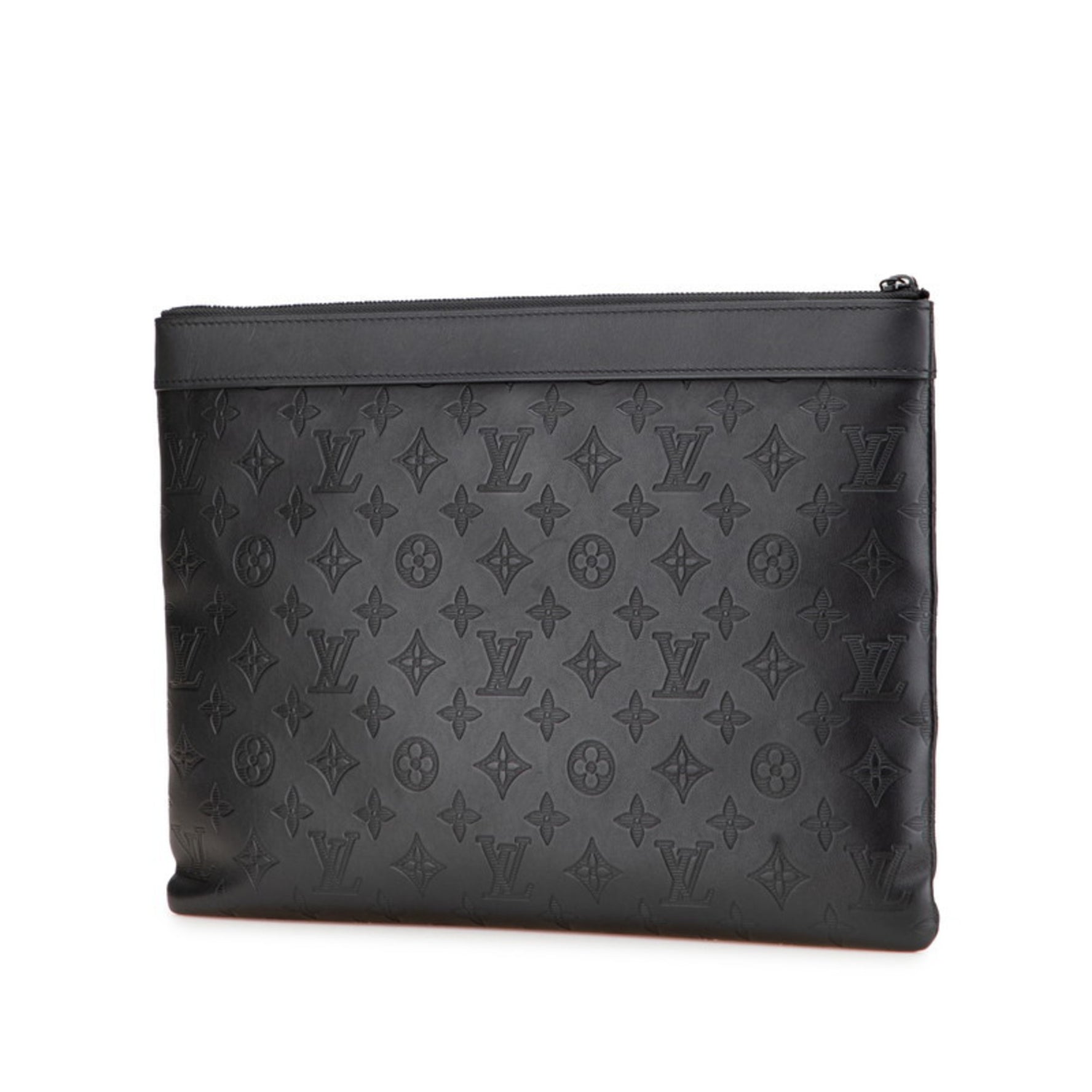 Louis Vuitton Monogram Shadow Pochette Discovery Clutch Bag M62903 Black Leather Men's LOUIS VUITTON