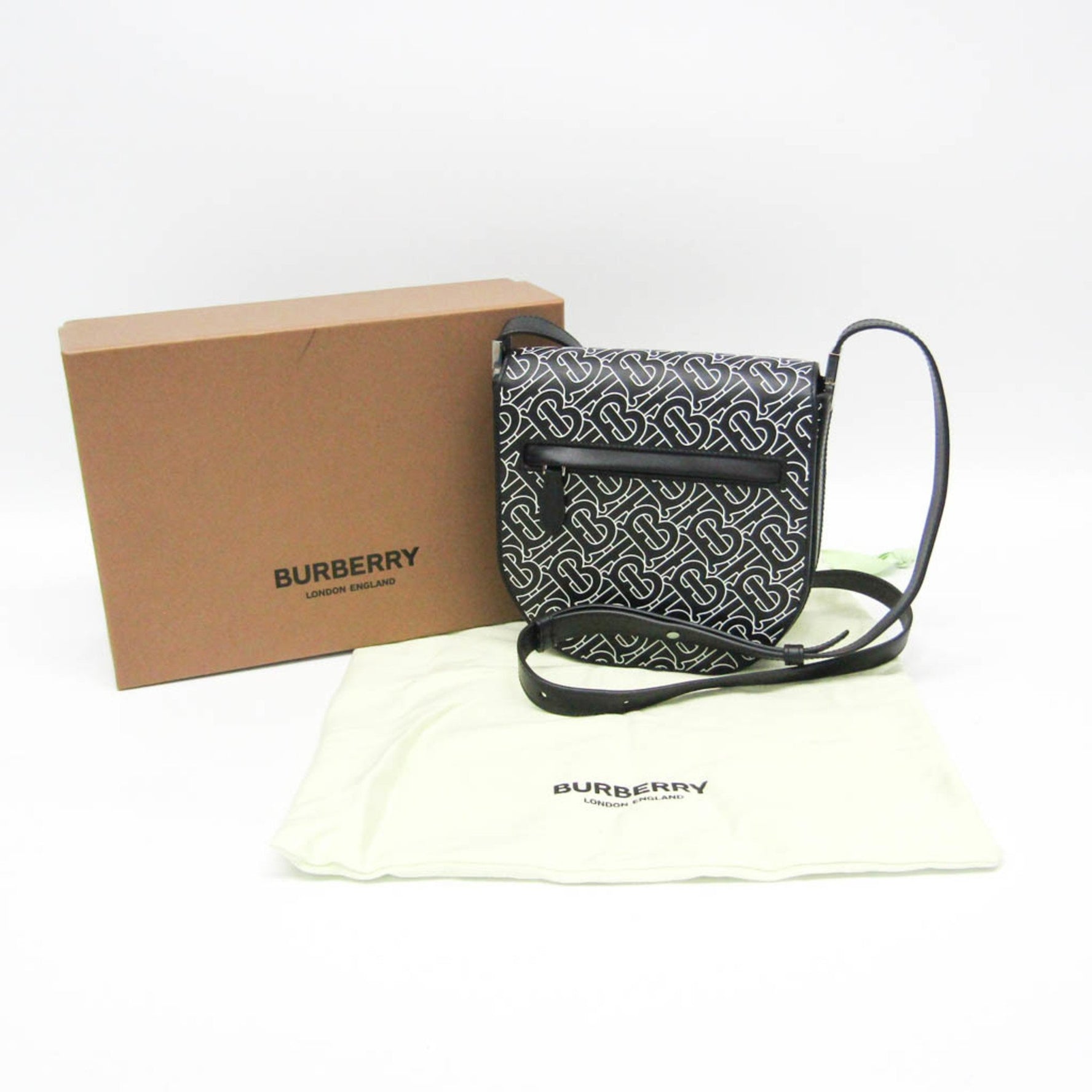Burberry TB Monogram Women's Leather Shoulder Bag Black