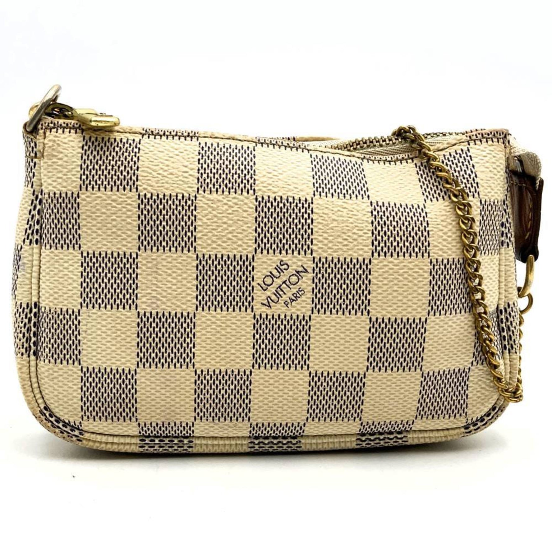 Louis Vuitton Mini Pochette Accessoires Pouch Damier Azur Canvas White