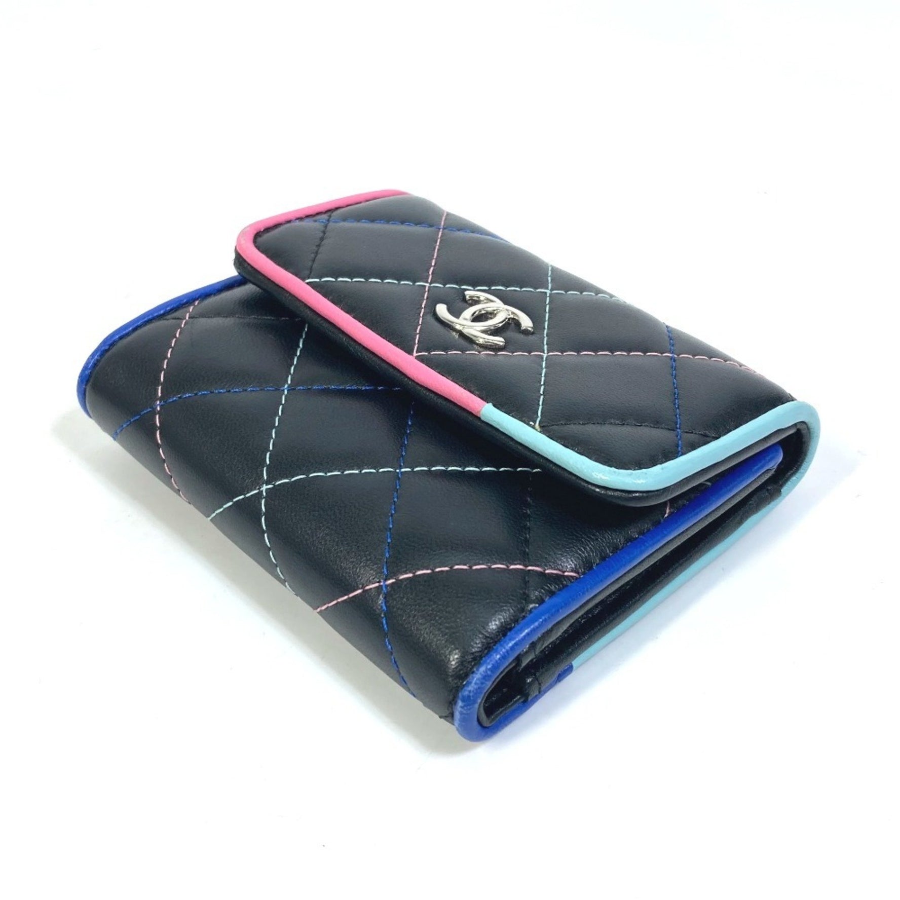 CHANEL CC Coco Mark Small Flap Compact Wallet, Tri-fold Lambskin