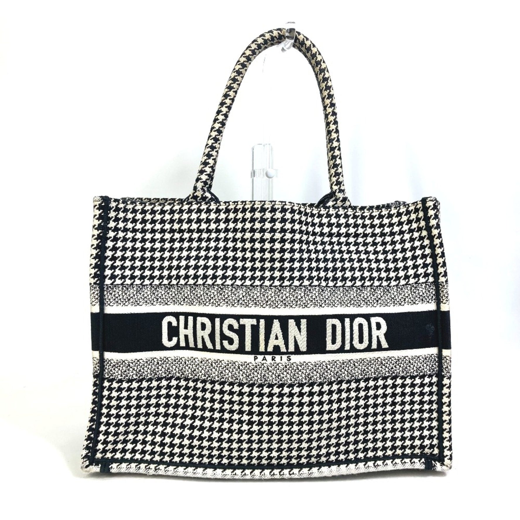Christian Dior Houndstooth Bag Shoulder Bag Tote Bag White