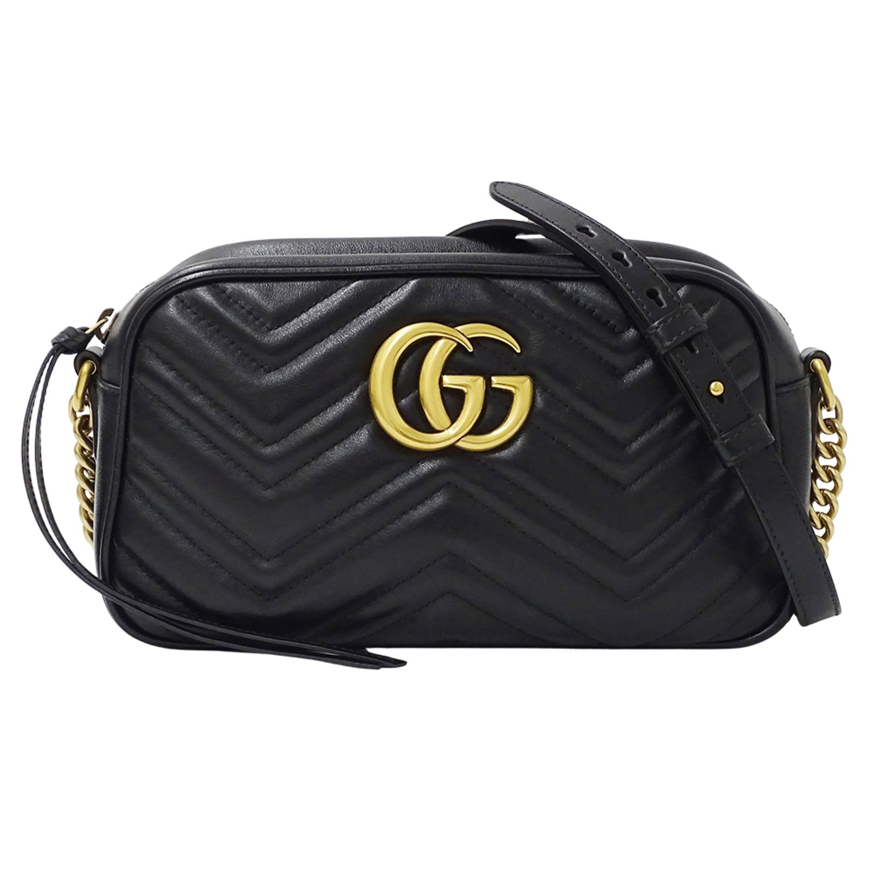 Gucci GG Marmont Shoulder Bag, Leather, Quilted, Chain