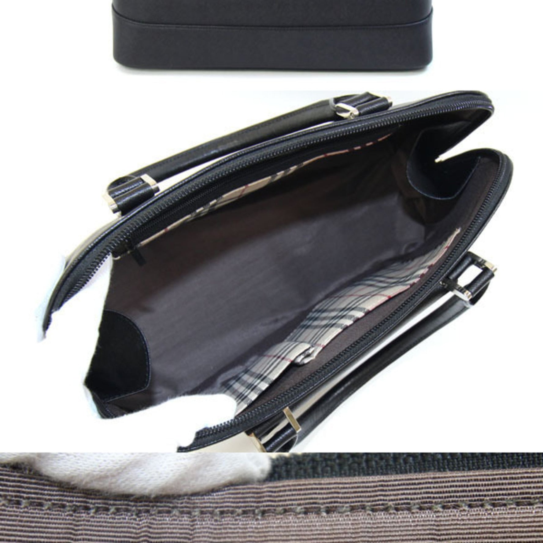 Burberry handbag, leather mini Boston bag, half-moon shape