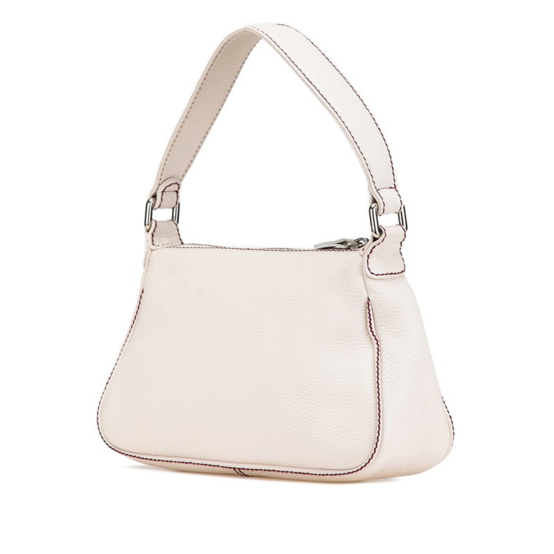 CHANEL Logo Fringe One Shoulder Bag Ivory Bordeaux Calfskin