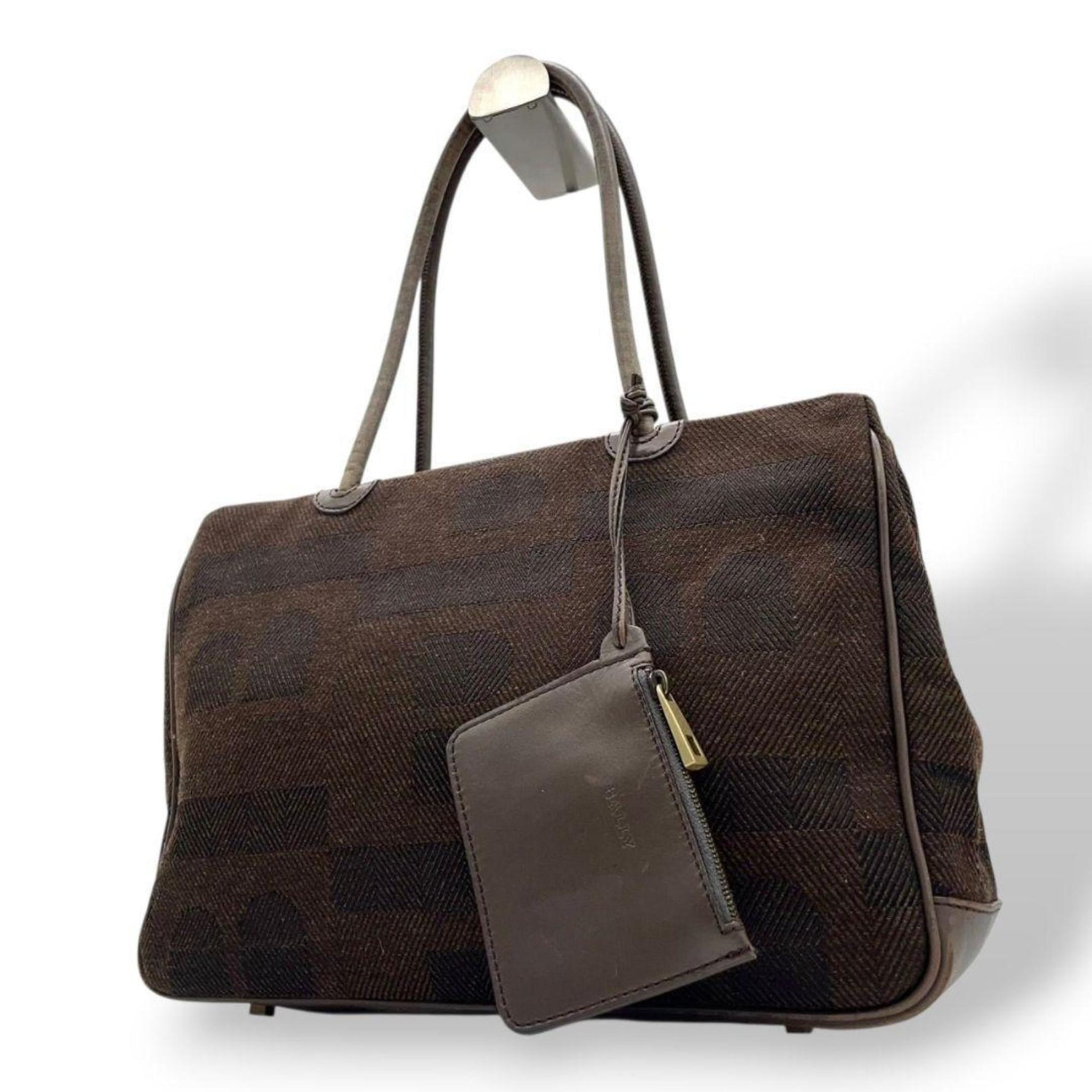 BALLY tote bag in wool and leather with a one-shoulder design, featuring logo charm gold hardware.