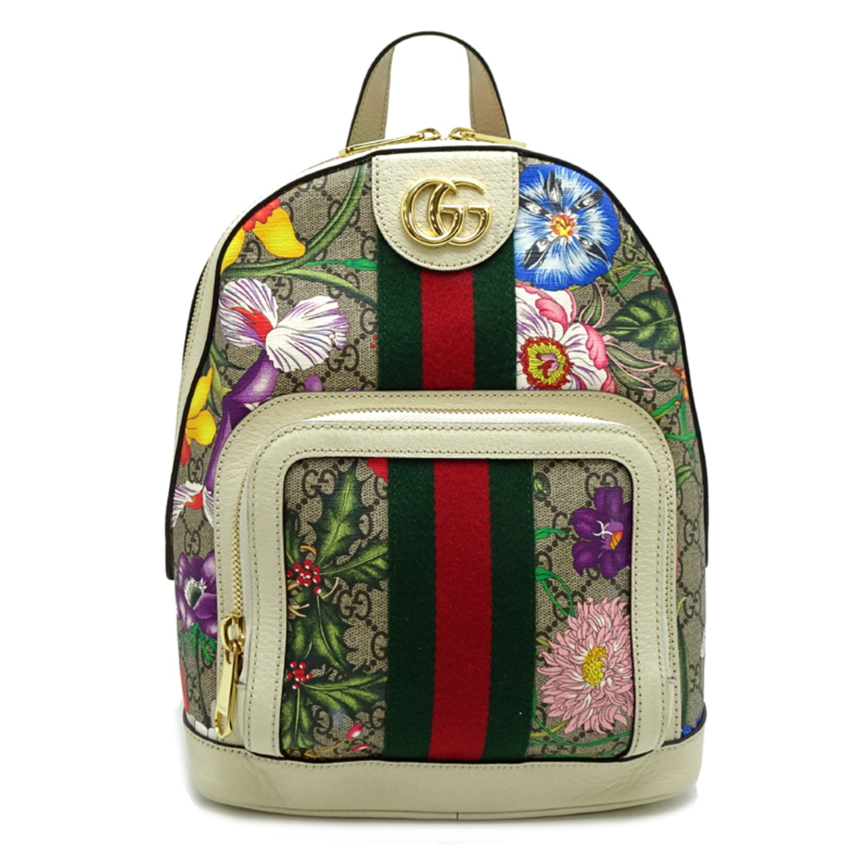 Gucci Floral Backpack, Backpack/Daypack, GG Supreme, Beige