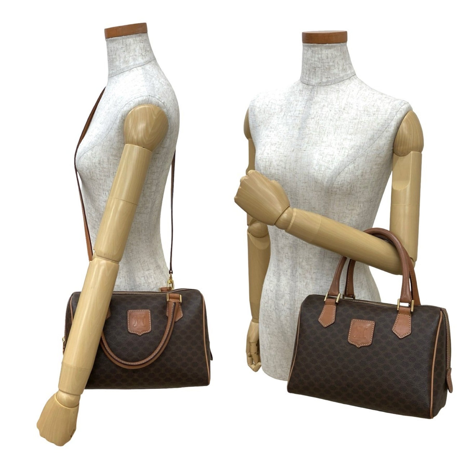 CELINE Vintage Macadam Blason Triomphe Pattern Leather Handbag/Shoulder Bag