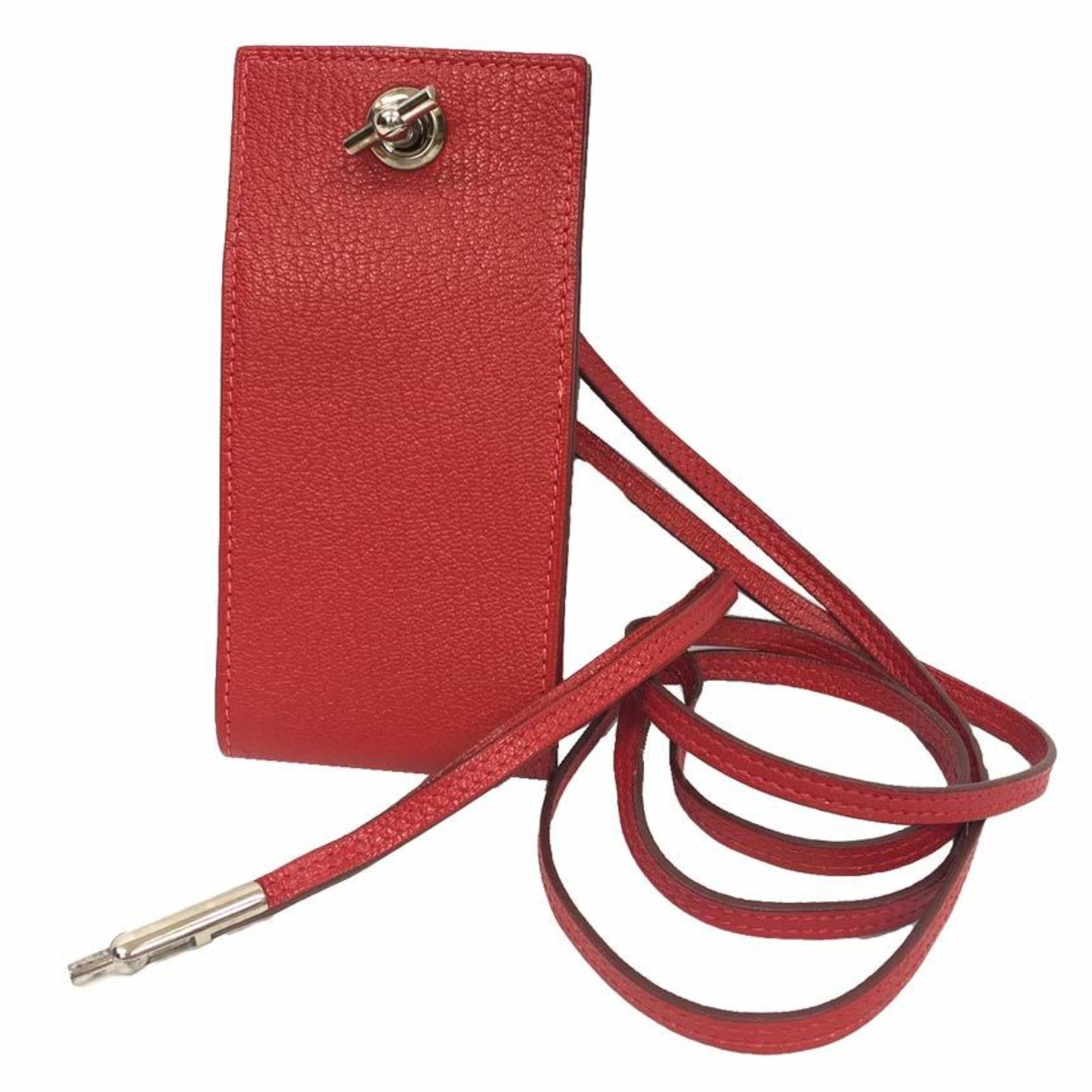 Hermes Vespa Neck Strap Pouch Multi-Case iCOS Case Leather Red
