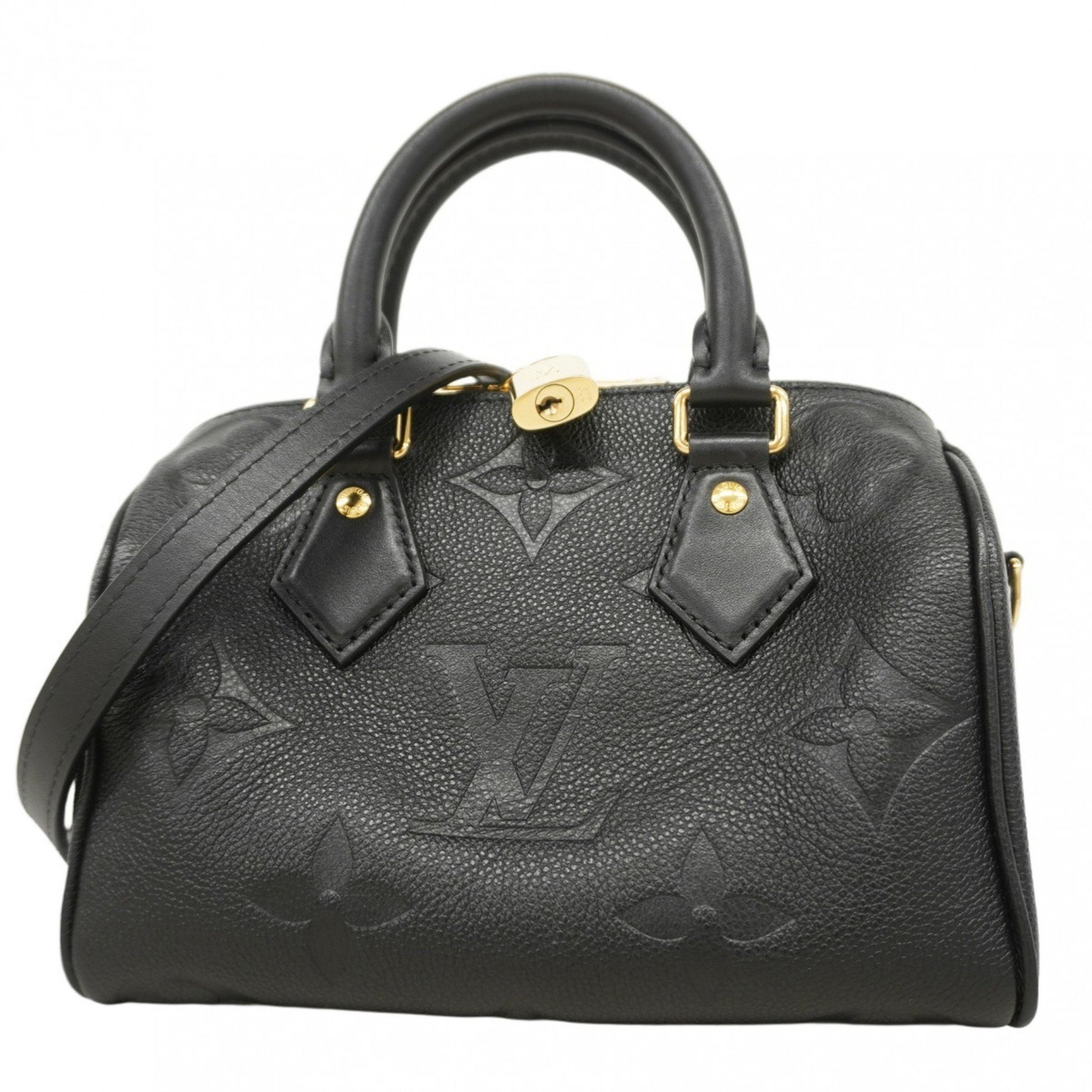 Louis Vuitton Monogram Empreinte Speedy Bandouliere 20 Handbag Noir Women's