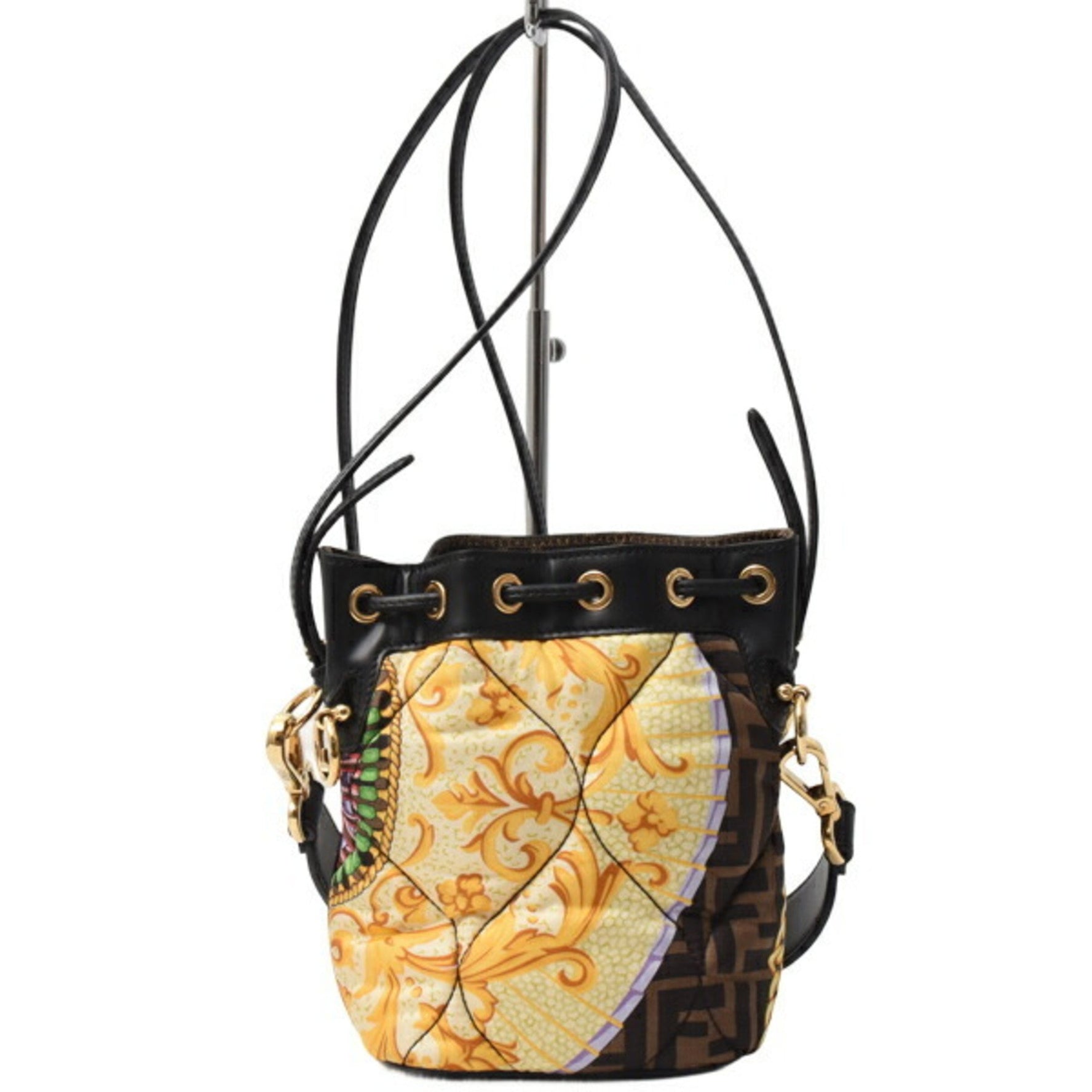 Fendi Montresor Fendace Shoulder Bag in Brown Leather and Canvas Women