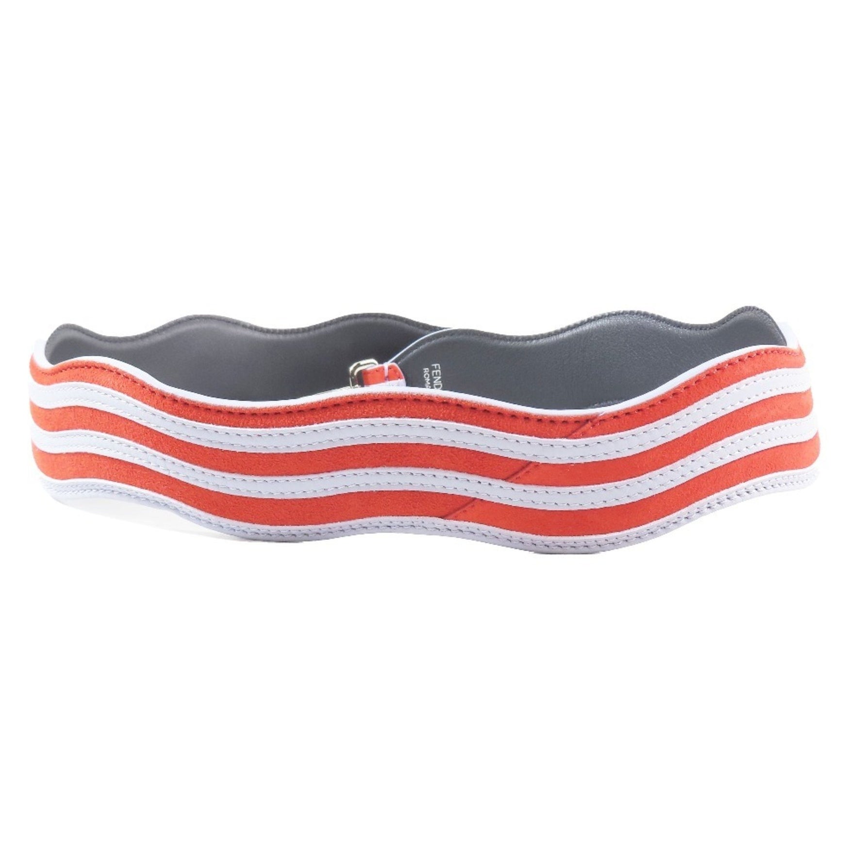 FENDI Strap You Wave Stripe Leather Suede Bag Shoulder Accessory Purple Red