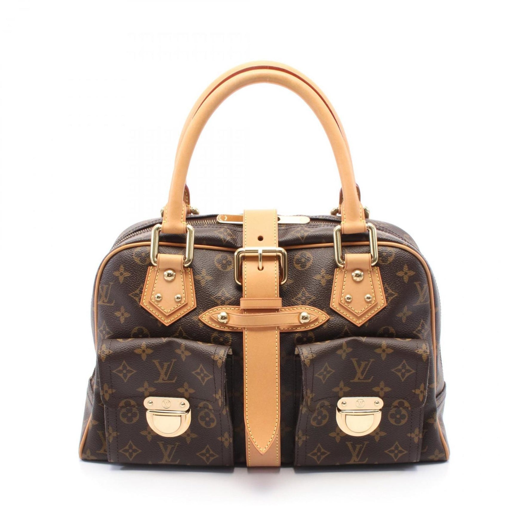 Louis Vuitton Manhattan GM Handbag Coated Canvas Leather Monogram Brown