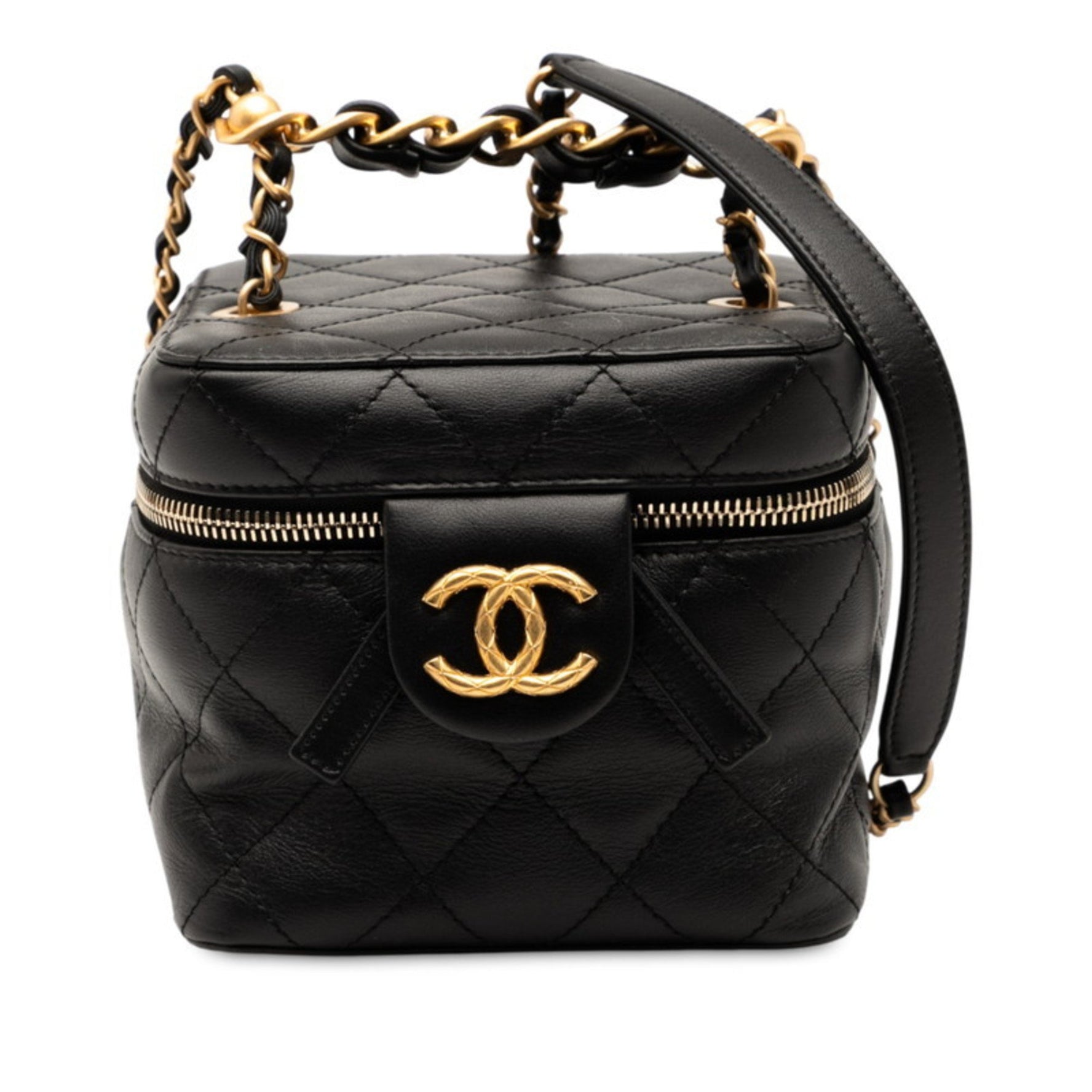 CHANEL Coco Mark Matelasse Chain Shoulder Bag Vanity Lambskin