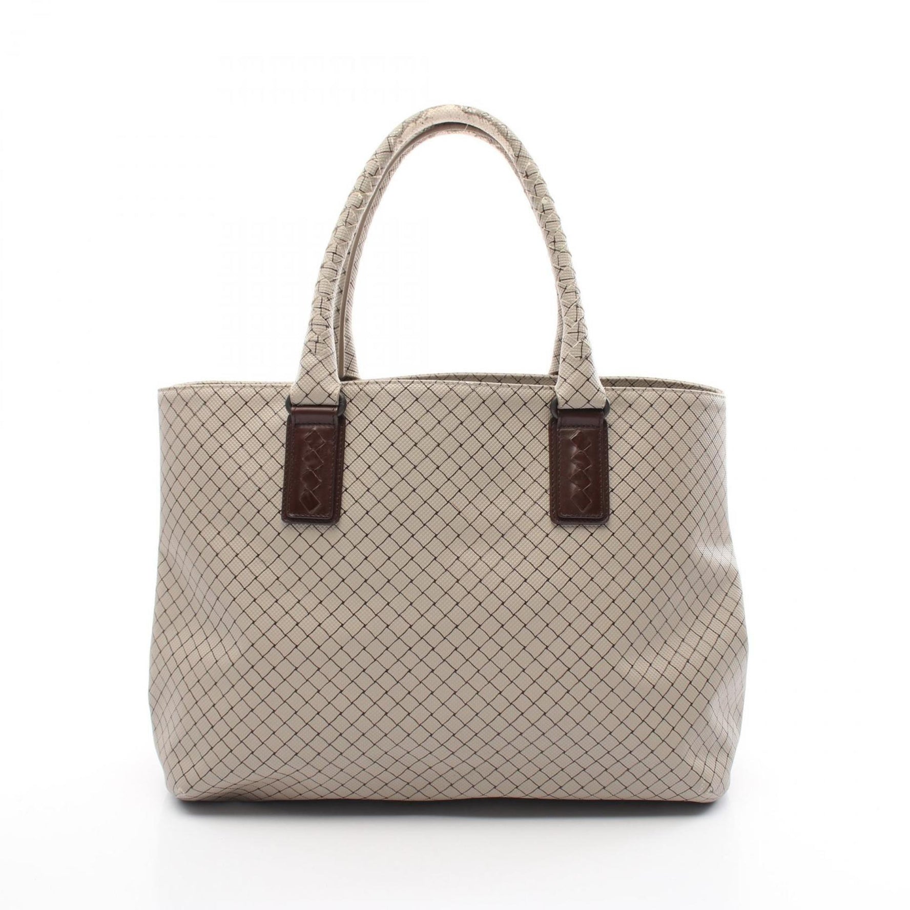 BOTTEGA VENETA Marco Polo Intreccio Jet Tote Bag, Coated Canvas, Leather, Beige, Brown