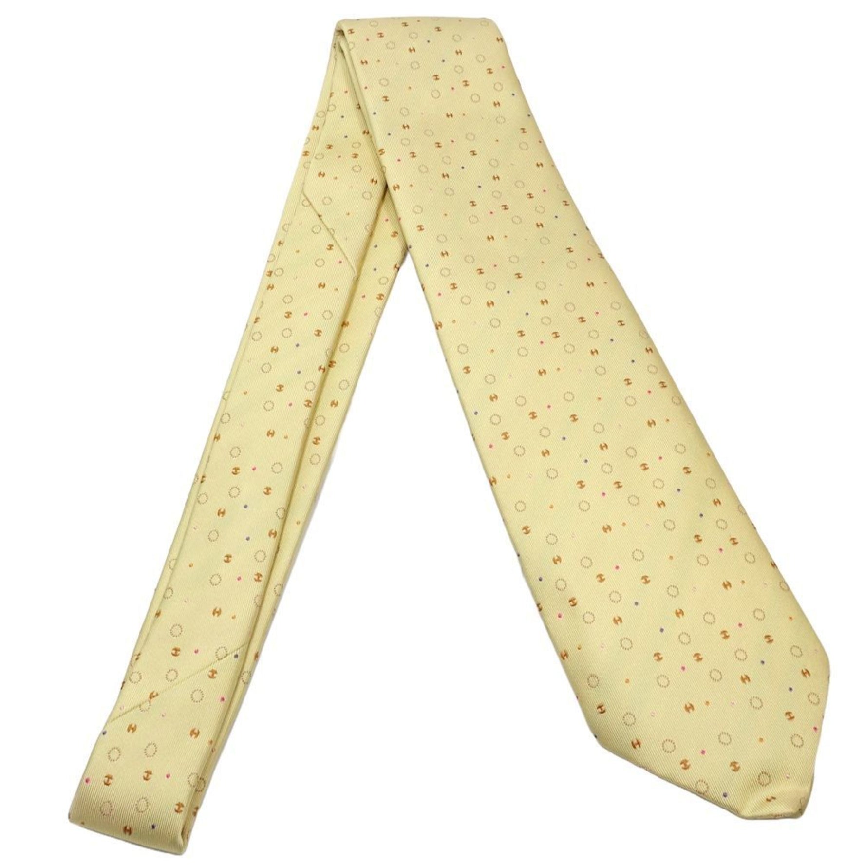 HERMES Hermes Tie Silk Yellow Multicolor