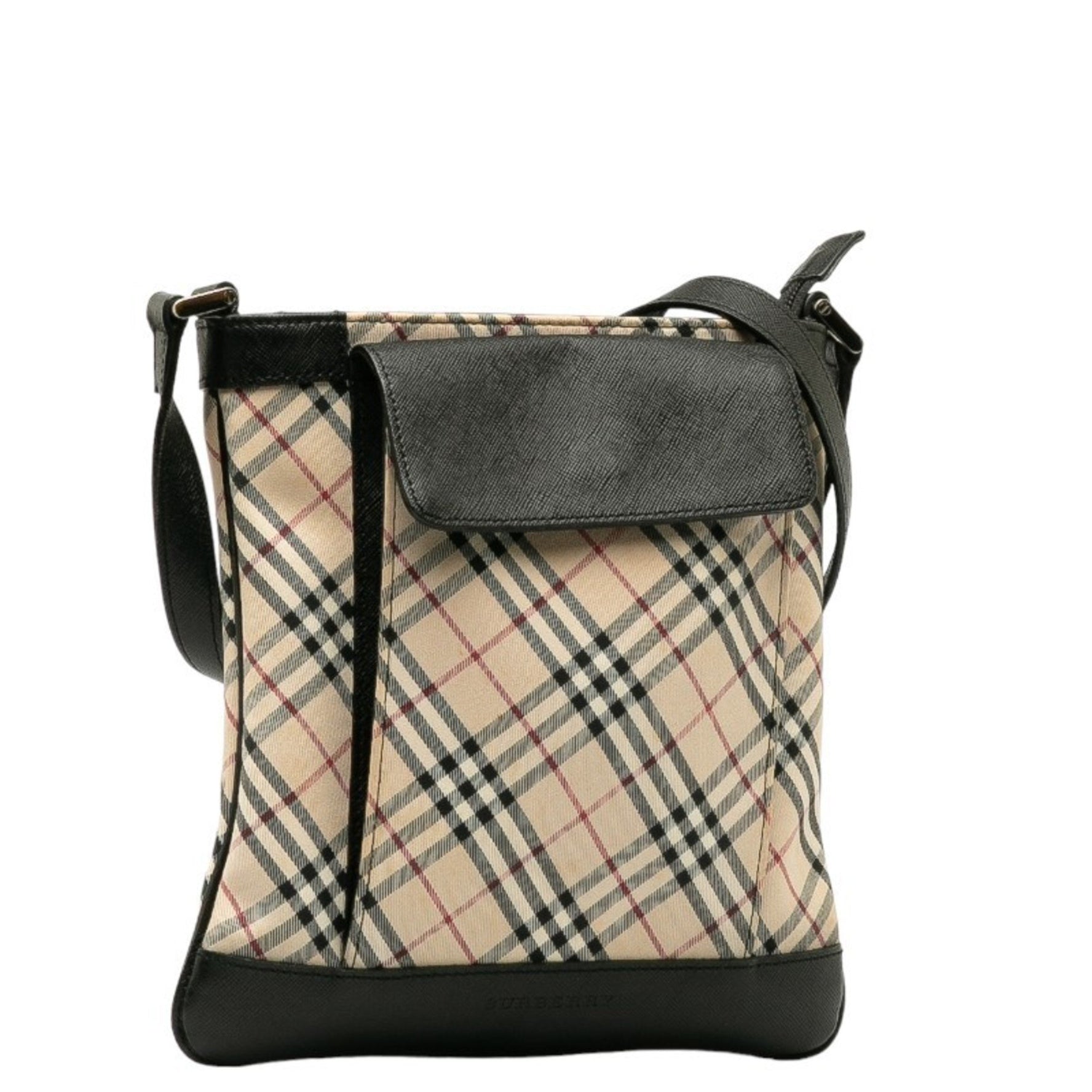 Burberry Nova Check Crossbody Shoulder Bag in Beige Multicolor Canvas and Leather