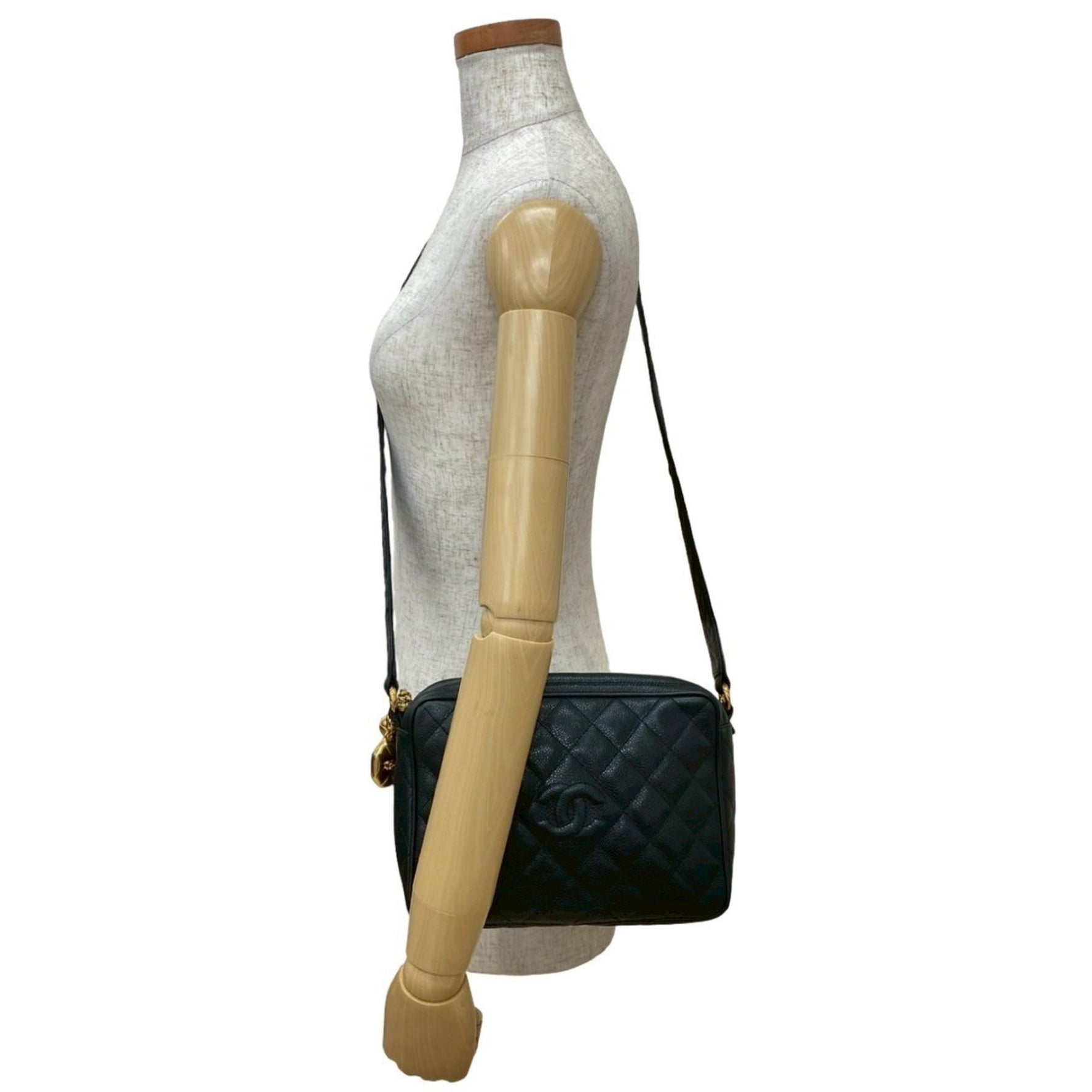 CHANEL Matelasse Coco Mark Caviar Leather Shoulder Bag Pochette