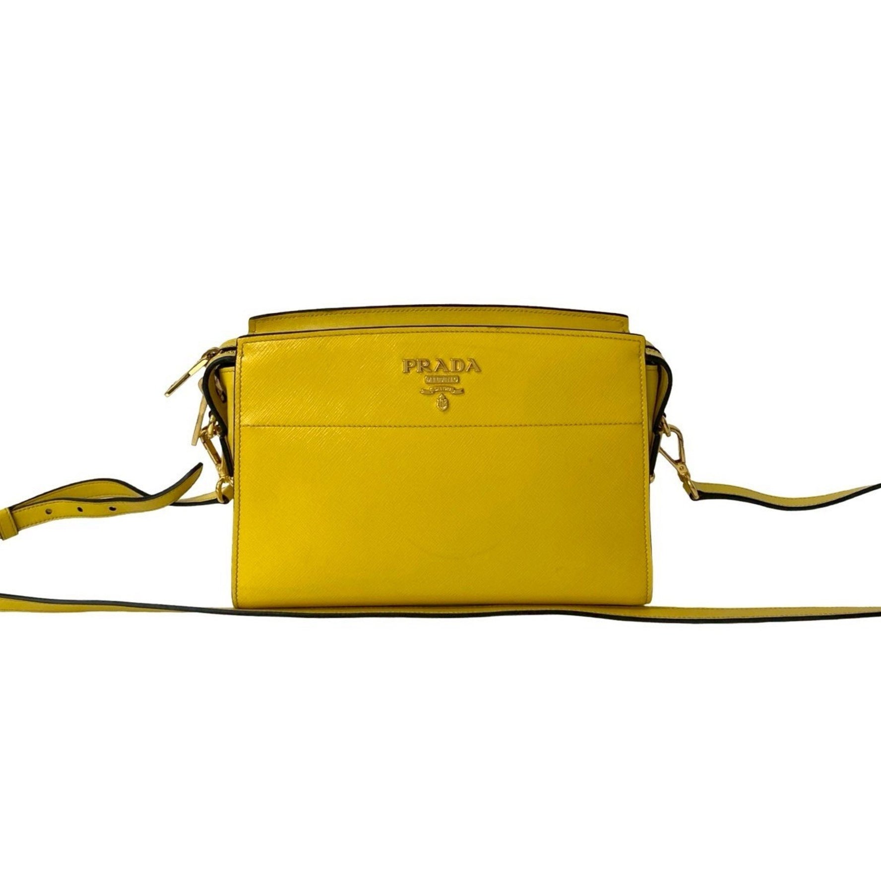 PRADA logo gold hardware Saffiano leather shoulder bag pochette sacoche