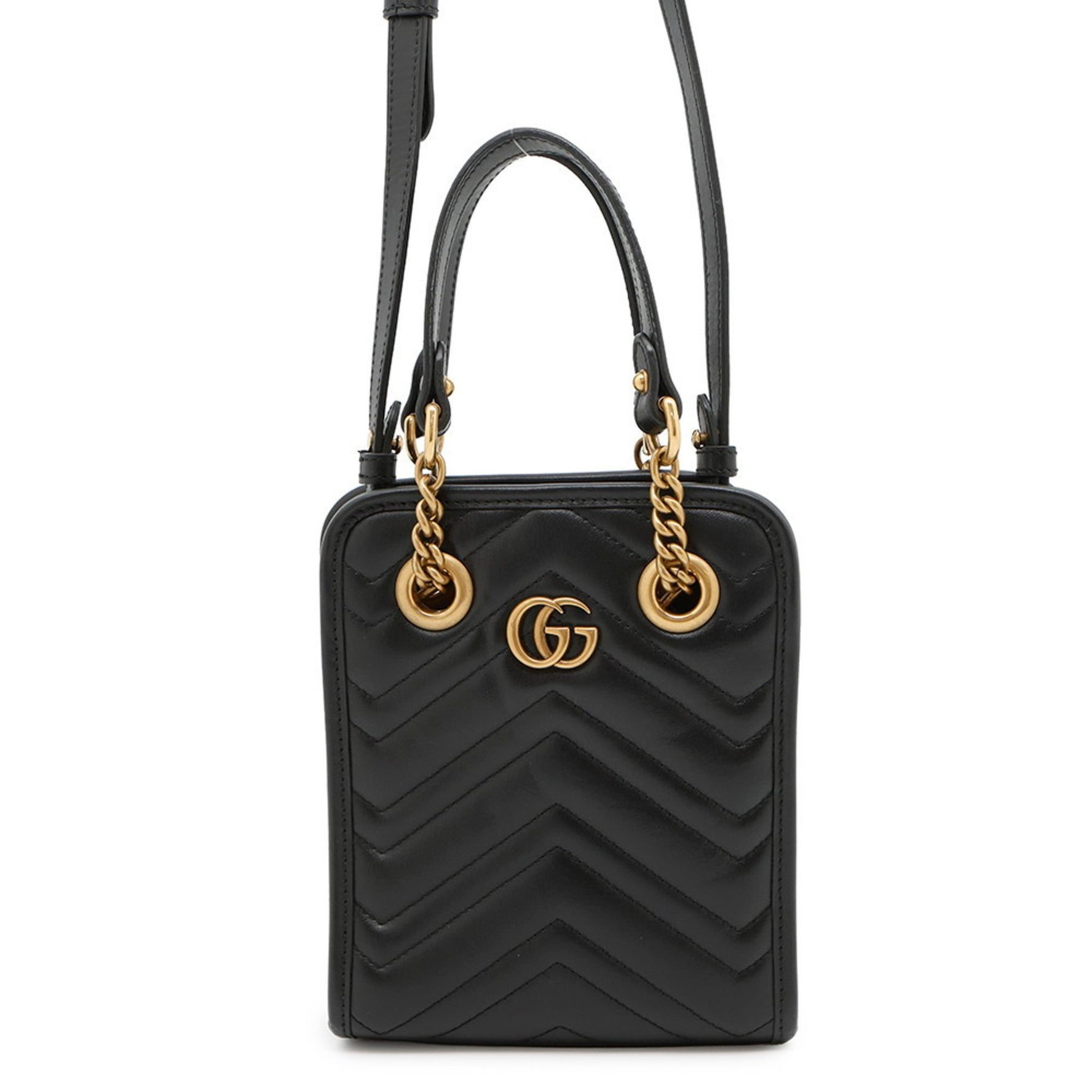 Gucci GG Marmont Quilted Mini Leather Handbag GUCCI 2-Way Black