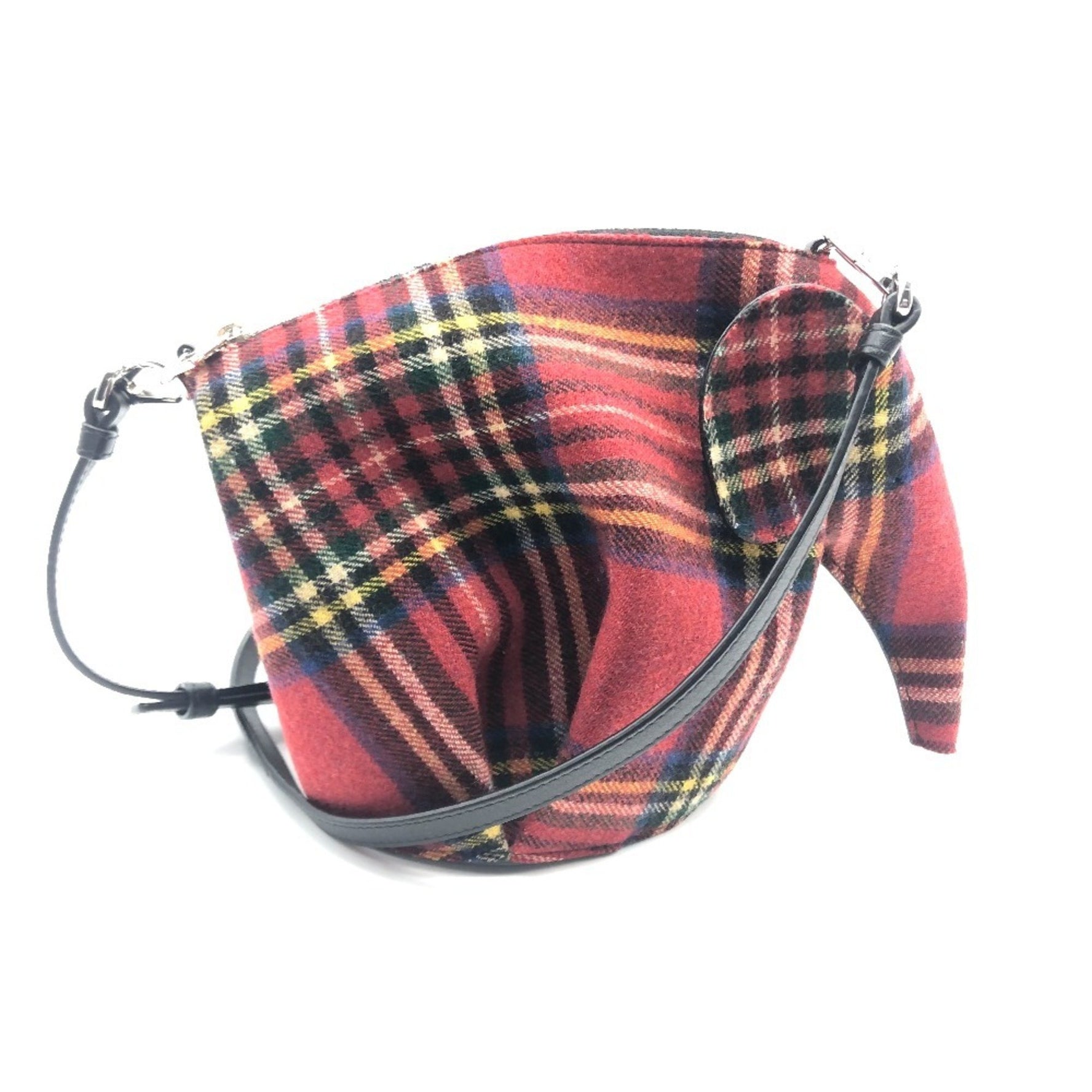 LOEWE Checkered Mini Bag, Shoulder Canvas/Leather, Red, Red and Multicolor