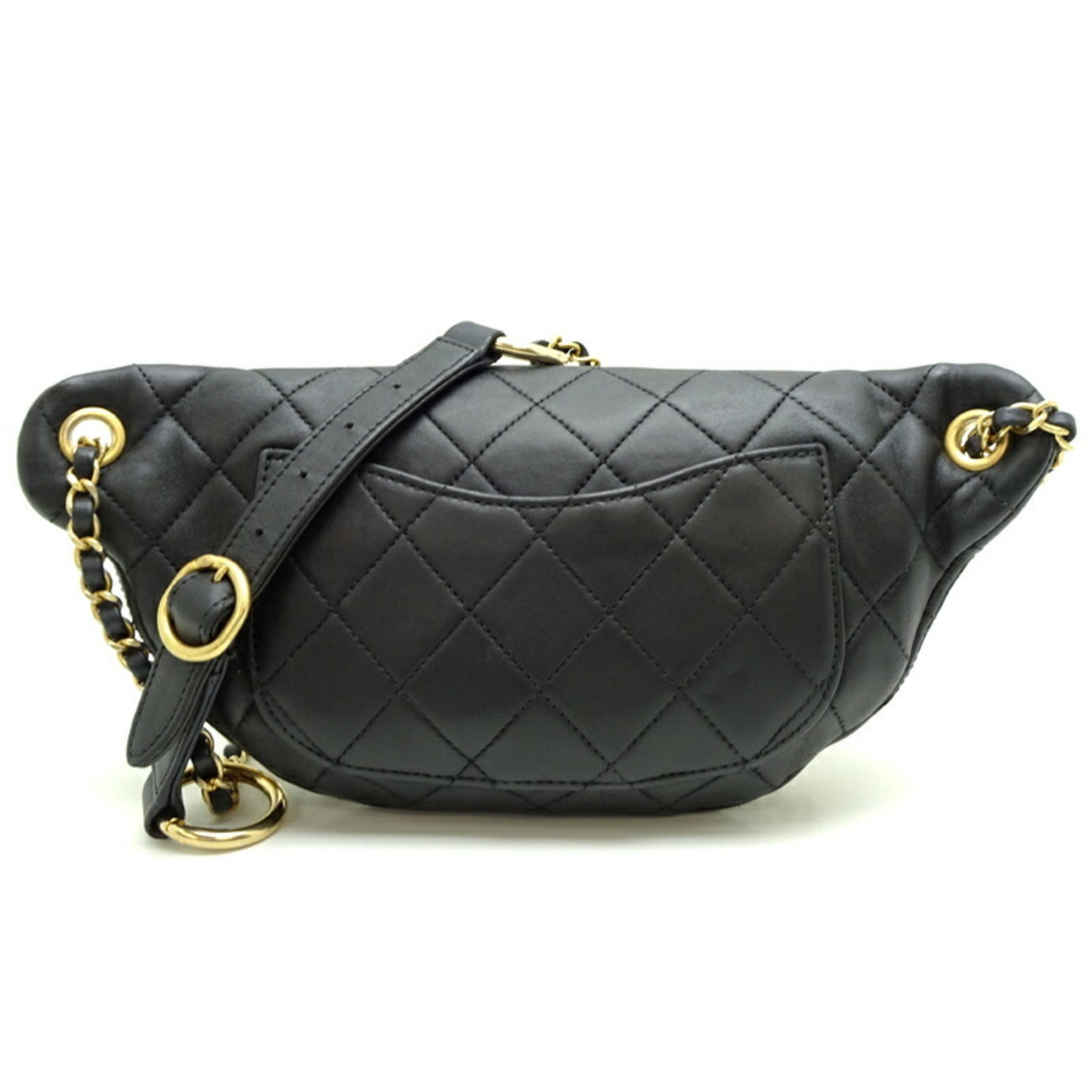 Chanel Waist Pouch Women's Body Bag Leather Black