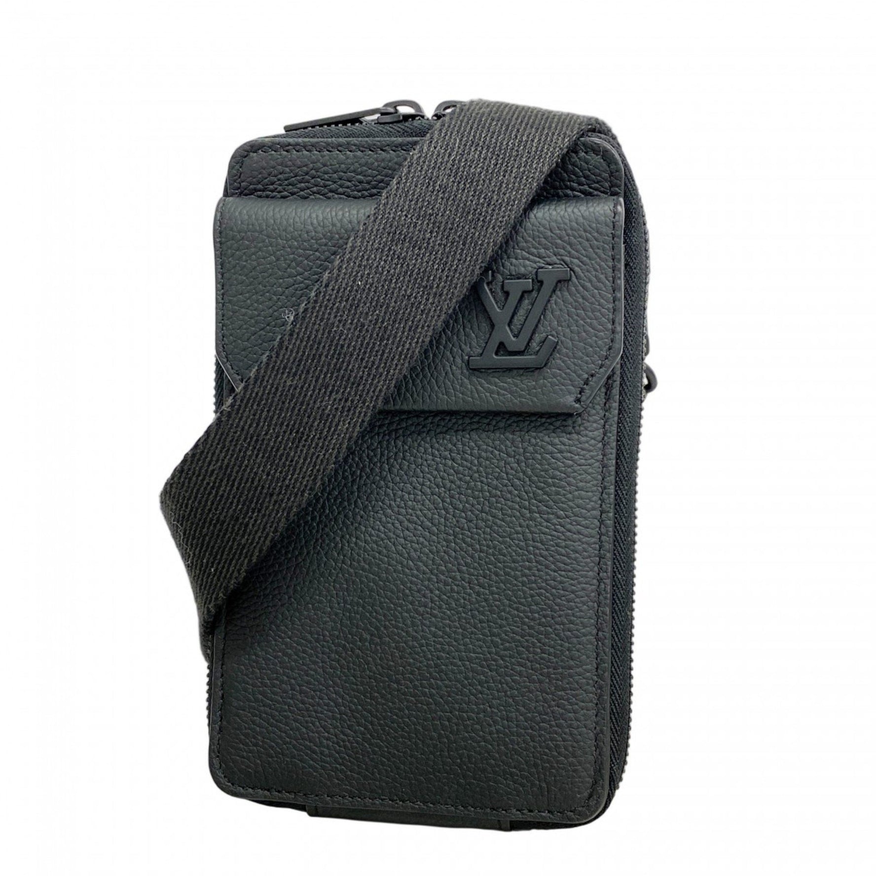 Louis Vuitton Aerogram Shoulder Bag with Phone Pouch M57089 Black Men's P1160877