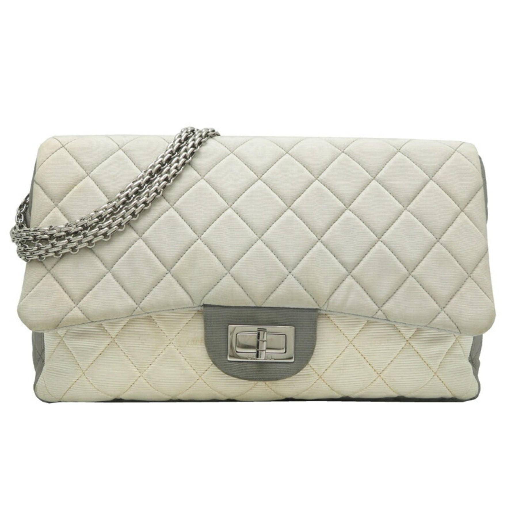 Chanel 2.55 Chain Shoulder Bag, Canvas White