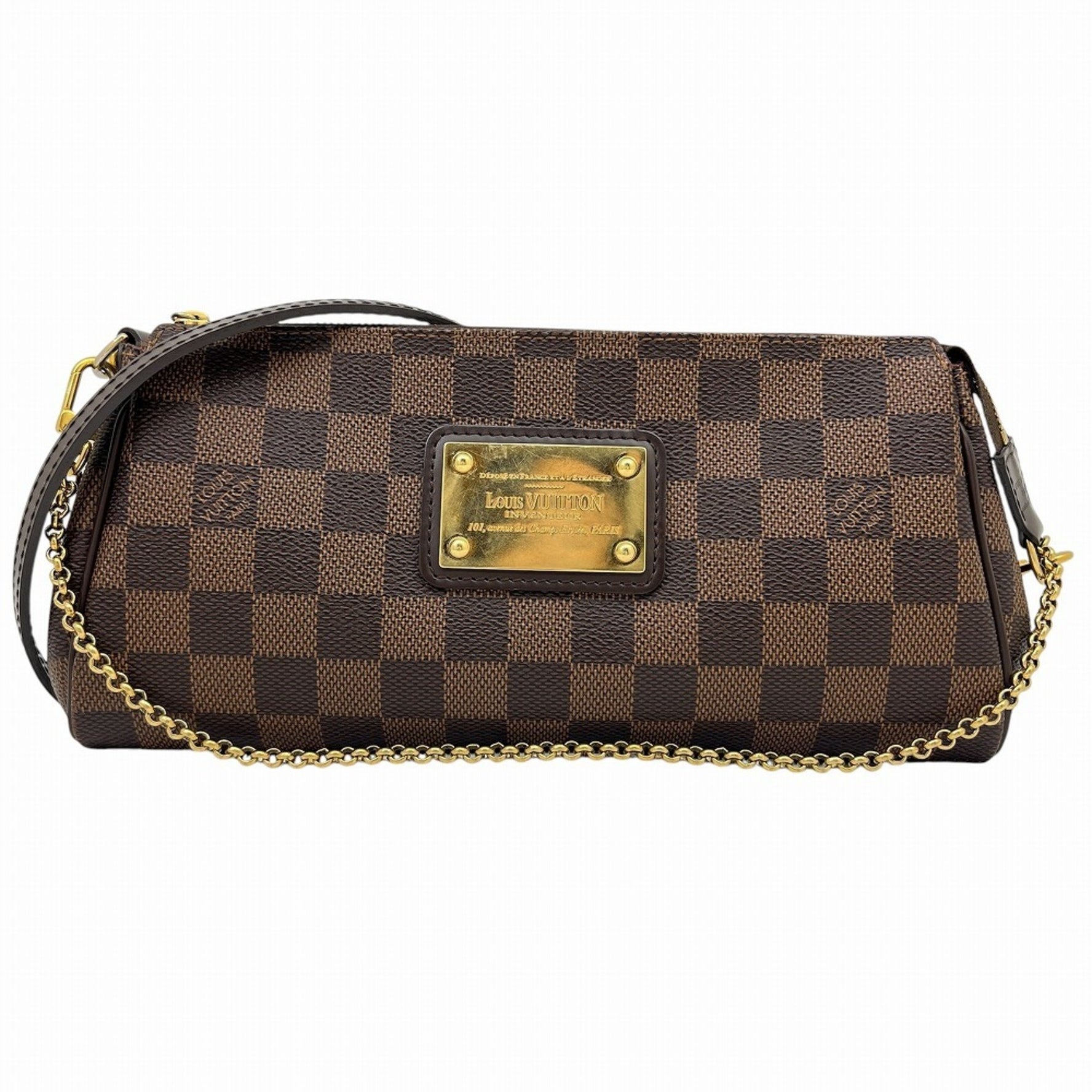 LOUIS VUITTON Damier Eva Pouch Clutch Bag Chain Shoulder