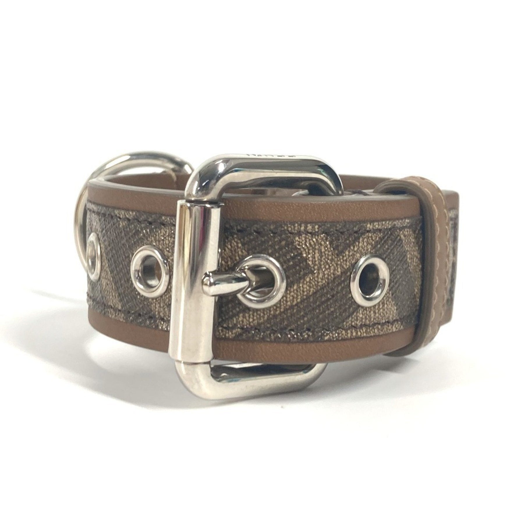 FENDI Zucca Dog Collar Pet Cat Leather Men Women Brown