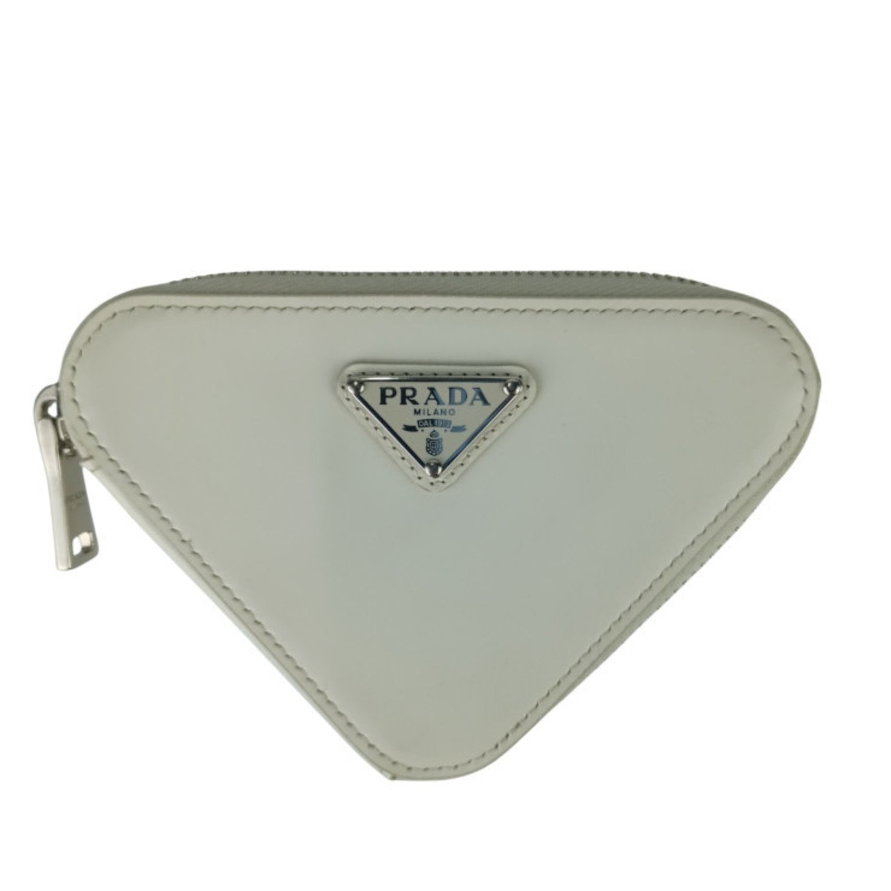 PRADA Triangle Chain Shoulder Bag Leather Plate