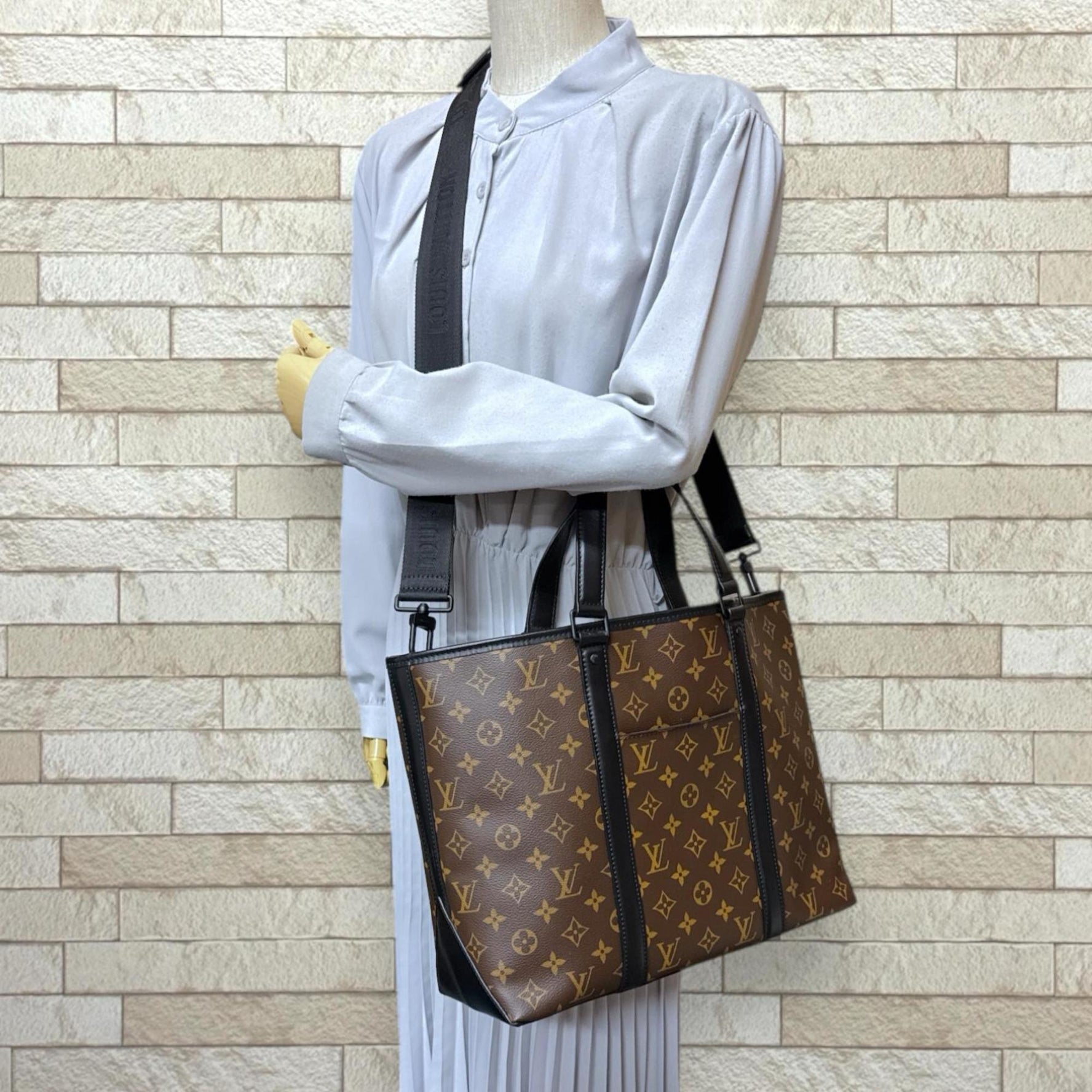 Louis Vuitton Weekend Tote PM Monogram Macassar Shoulder Bag Brown LOUIS VUITTON
