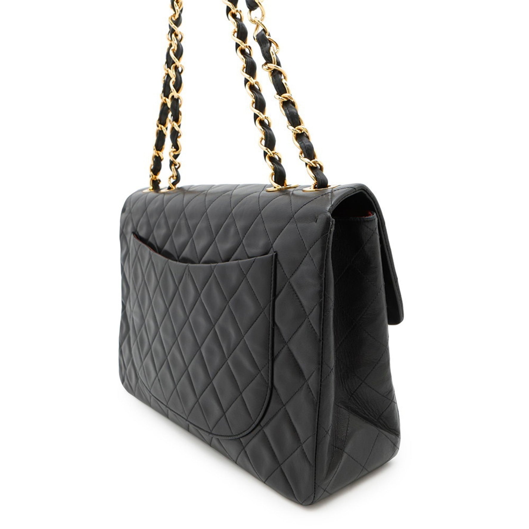 Chanel Chain Shoulder Bag, Deca Matelasse 34, Coco Mark, Lambskin, A01094, CHANEL Matelasse, Black